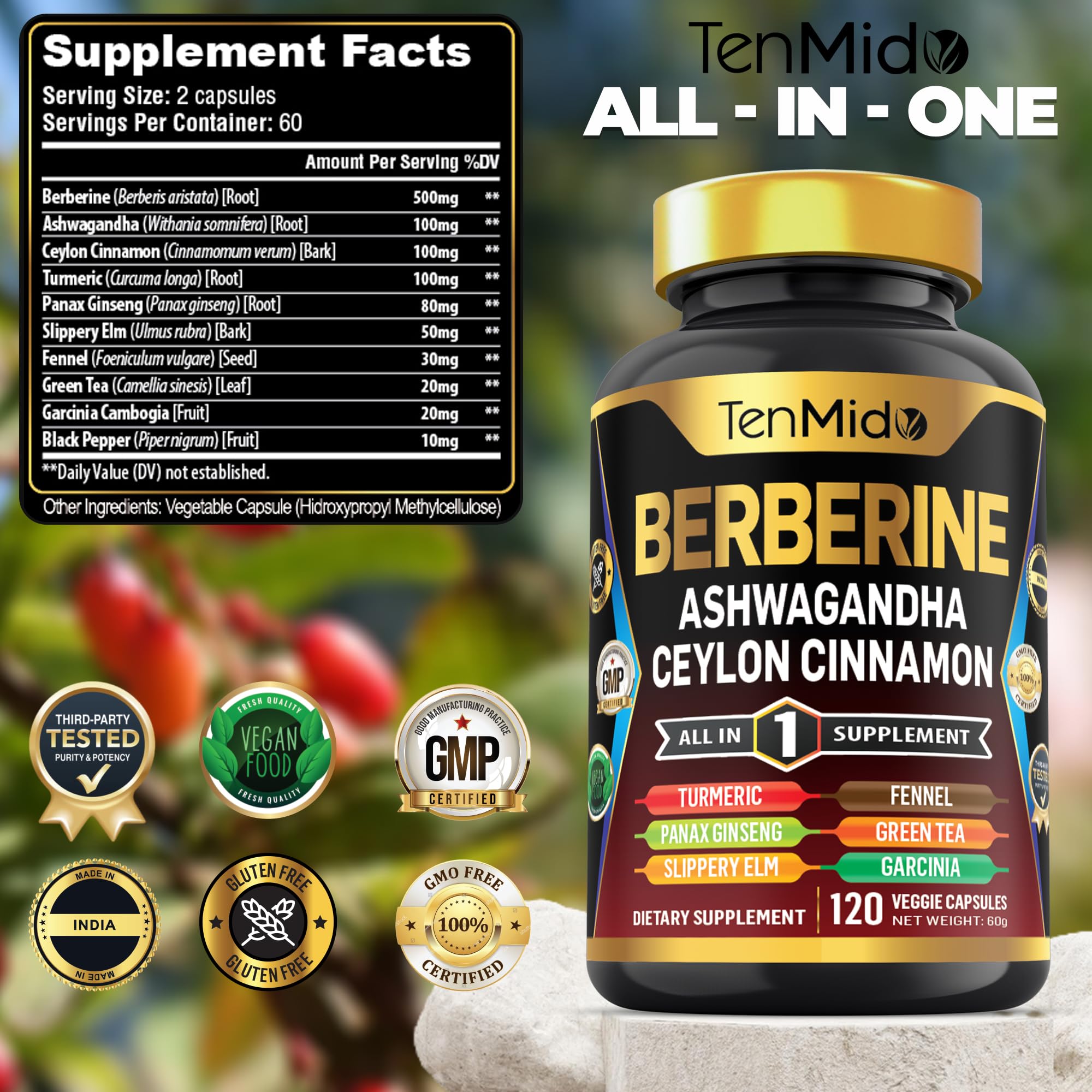 Amazon.com: Tenmido Berberine Supplement - 10in1 Formula with