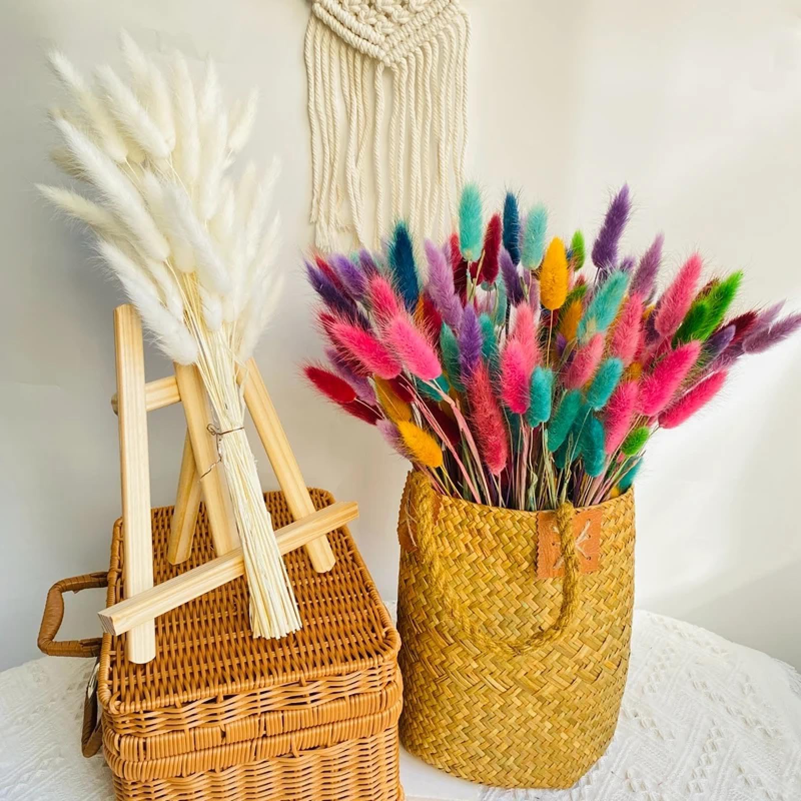 Erba della pampa alta, 100 pezzi, 45 cm, erba naturale a coda di coniglio, bouquet vero, decorazione per matrimoni, erba della pampa, decorazione per la casa bohémien, azzurro