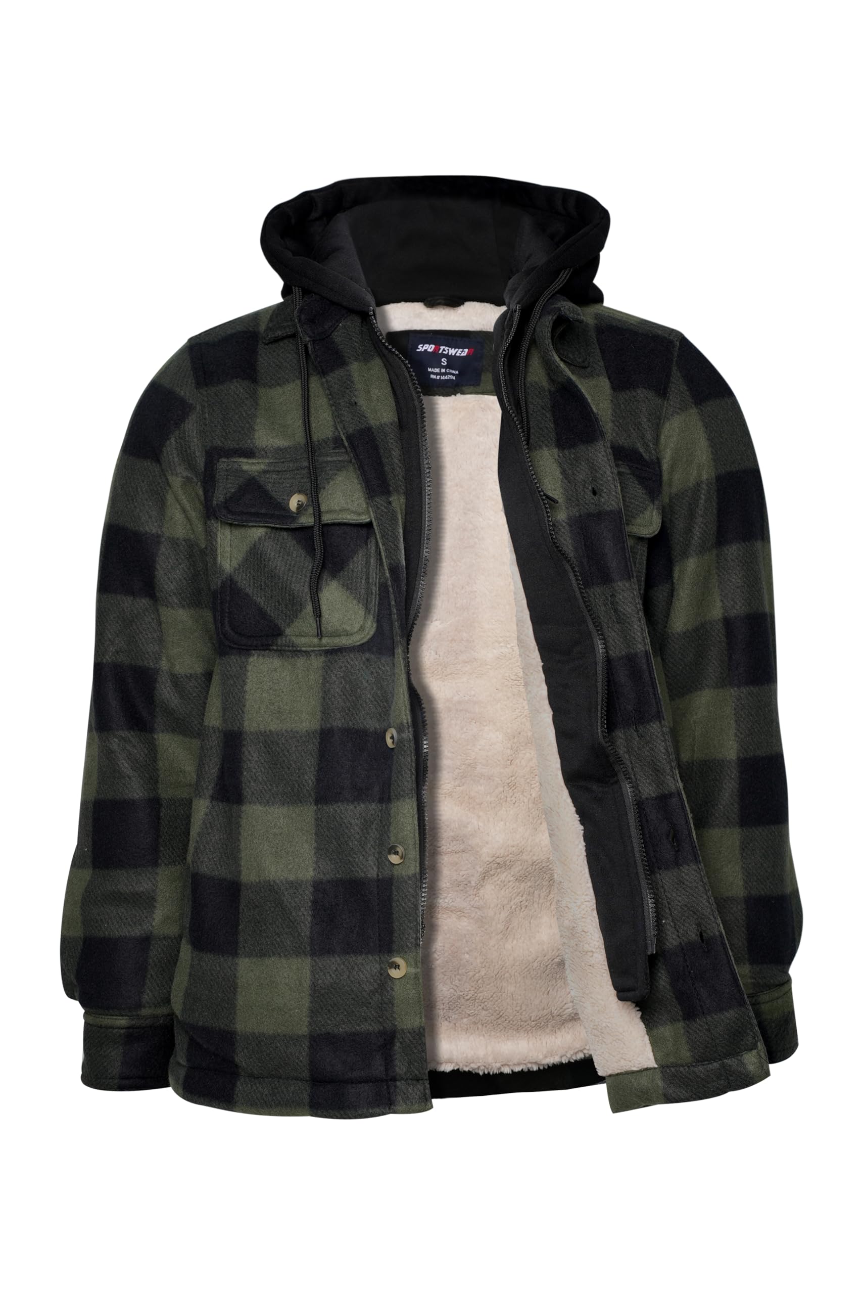 Gary Com Heavy Thick Flannel Plaid Jacket Sherpa Fleece Lined Hoodies for Men Zip Up Winter Warm Coat Zipper Sweatshirt