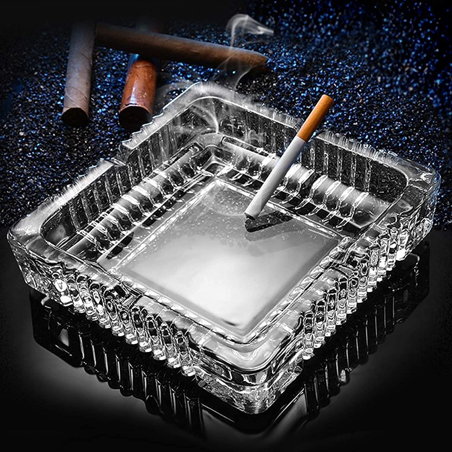 KINOTI Glass Ashtrays for Cigarettes, Square Ash Tray for Home Office Patio Porch Deck Decoration, Cute Pretty Ash holders for Indoor or Outdoor Use-picture-28