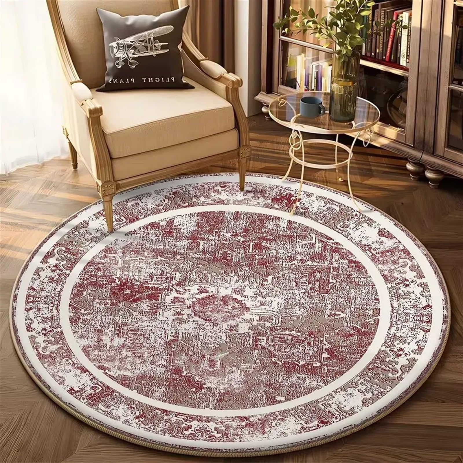 Tapis rond bohème en flanelle douce isolant pour sol de chambre