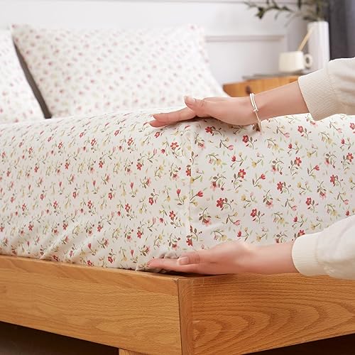 Miniatura 6 de KACEMOO Juego de sábanas King de 4 piezas impresas con bonito patrón de sábanas de microfibra cepillada refrescante con bolsillo profundo de 17