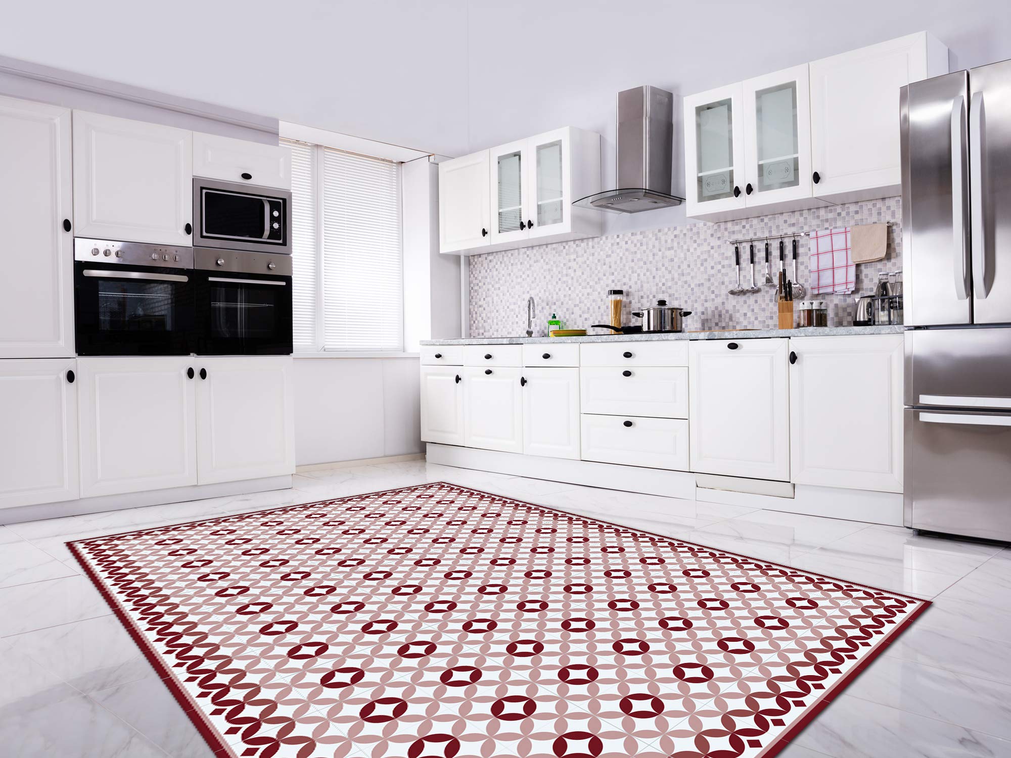 Oedim Tapis Mosaico Granate imitation carreaux pour chambres PVC | 120 x 180 cm | Moquette PVC | Sol vinyl | Décoration de la maison | Sol de protection |
