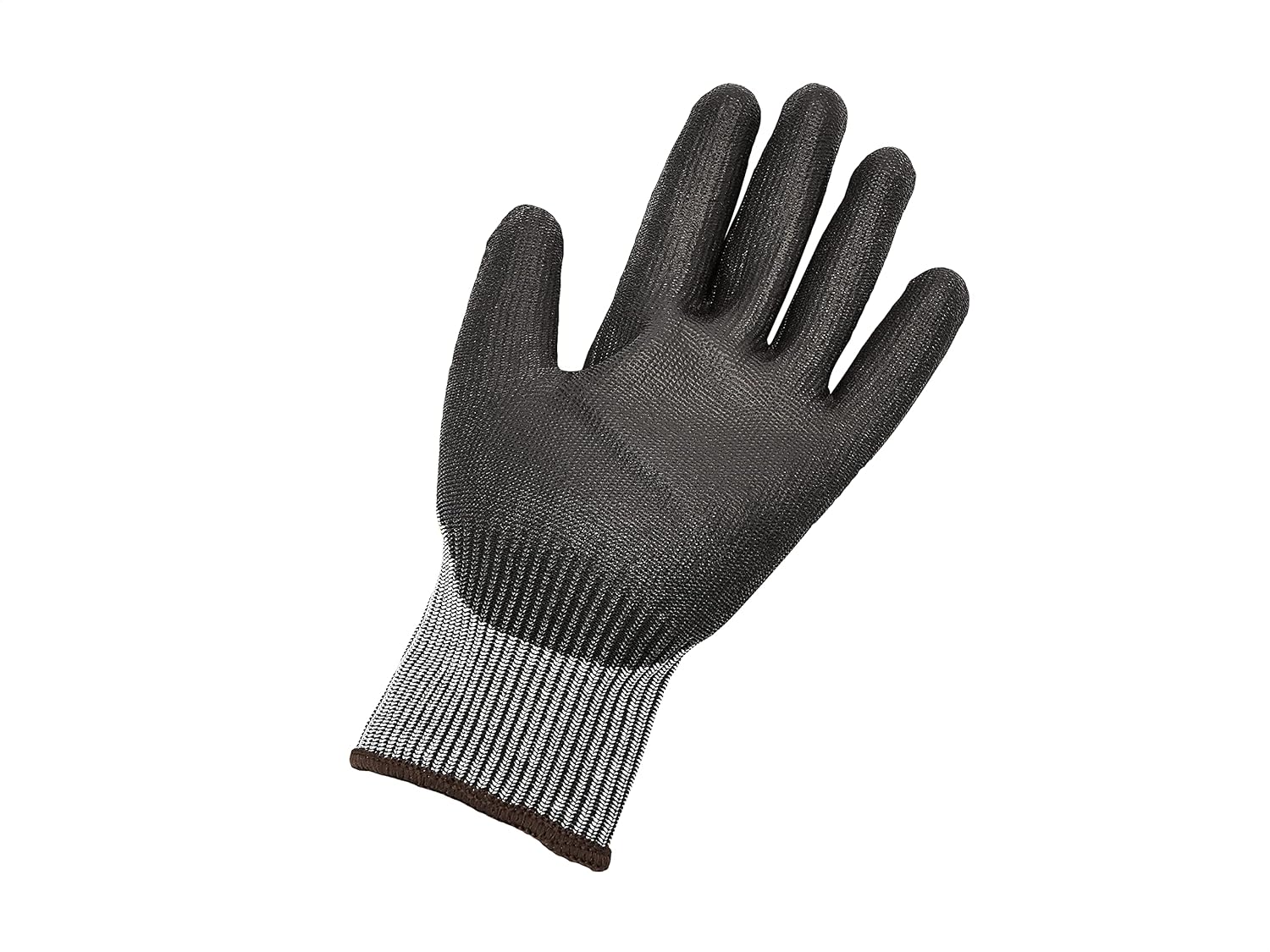 AmazonCommercial 13G HPPE Cut Resistant Liner & Polyurethane Coated Gloves (Salt & Pepper/Black), Size L, 12 pairs