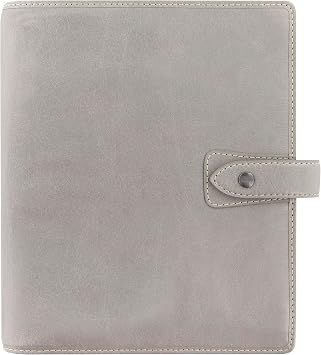 Filofax Malden Organizer, A5 Size, Stone - Tactile, Full-Grain Buffalo Leather, Six Rings, Cotton Cream Week-to-View Insert, Multilingual C025810