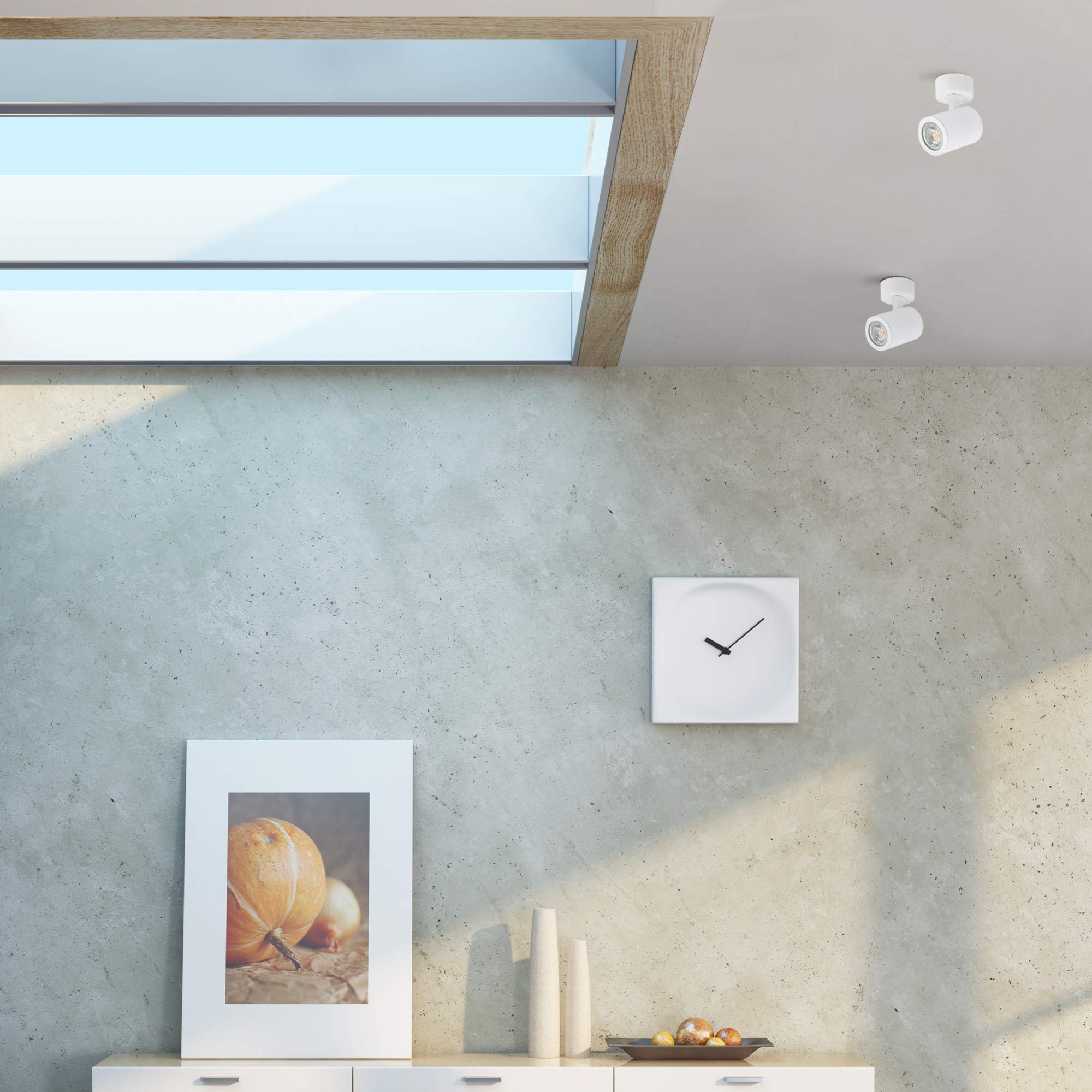 linovum TENJO Foco de pared orientable blanco redondo para 1 foco GU10 – Foco interior de techo de pared giratorio