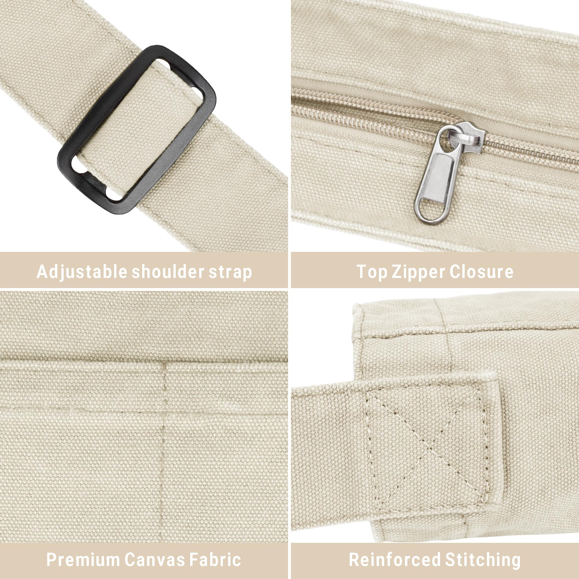 Youjaree Canvas Tote Bag for Women Large Hobo Crossbody Handbags Casual Shoulder Purse with Multiple Pockets (Beige)