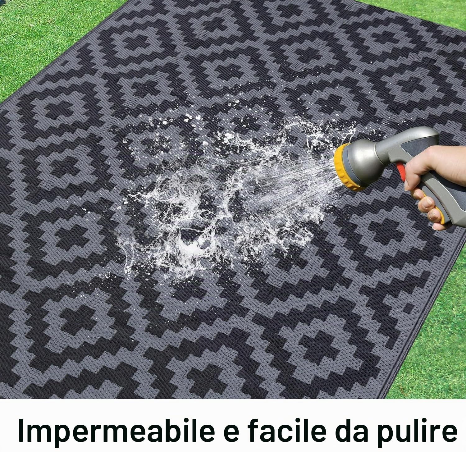smiry Tappeto da esterno Tappetini da giardino impermeabili Resistente ai raggi UV Tappeto per patio all'aperto Tappetino con cannuccia in plastica reversibile per balcone, campeggio, picnic, giardino