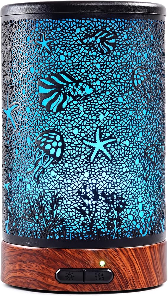 Difusor de aceites esenciales para fragancias del hogar y aromaterapia 150 ml | Difusor ultrasónico de niebla fría de metal, luces nocturnas de 7 colores, apagado automático sin agua, difusor silencioso para dormitorio, regalos para mujeres