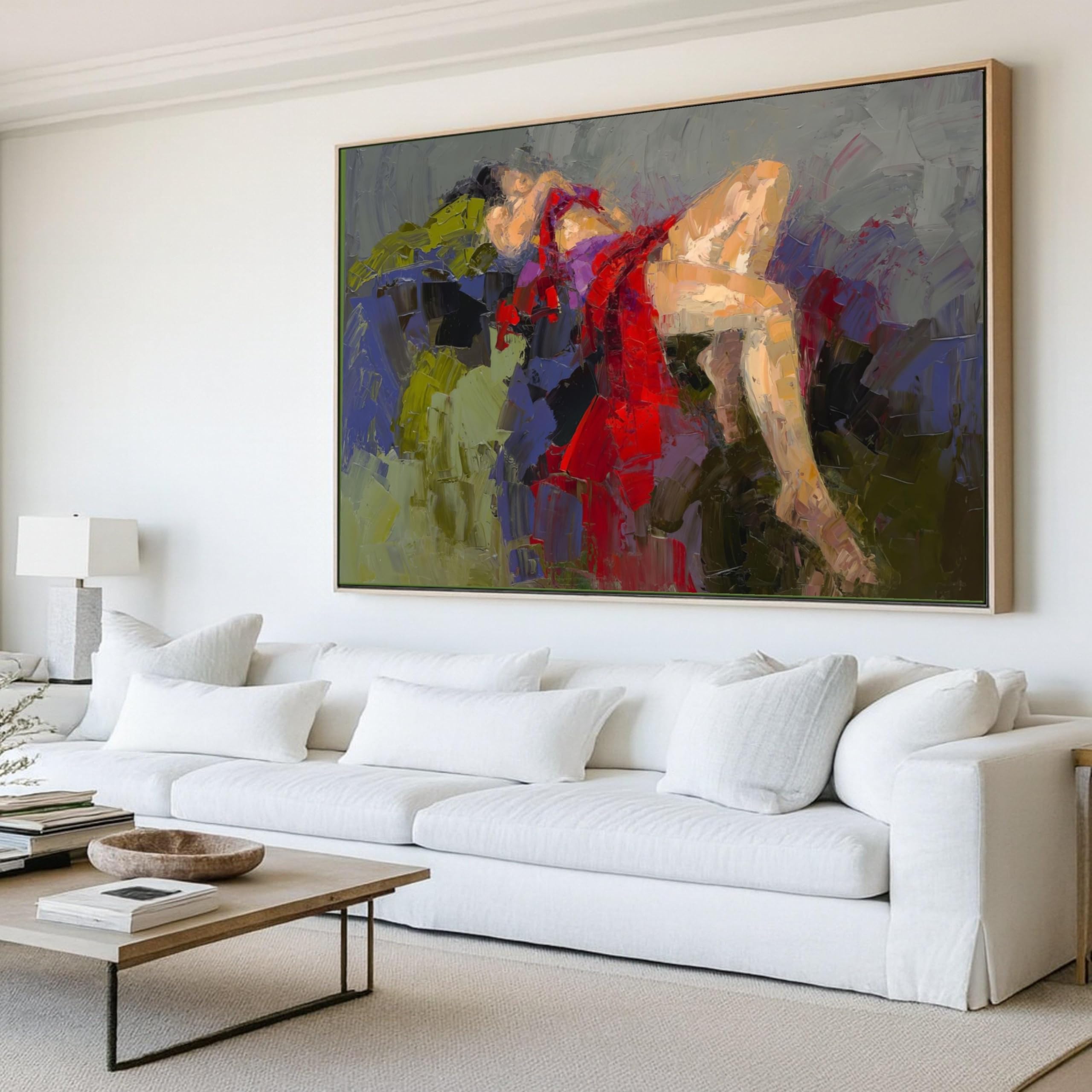 Toile expressionniste vibrante capturant la poésie d'une figure féminine abstraite - 8