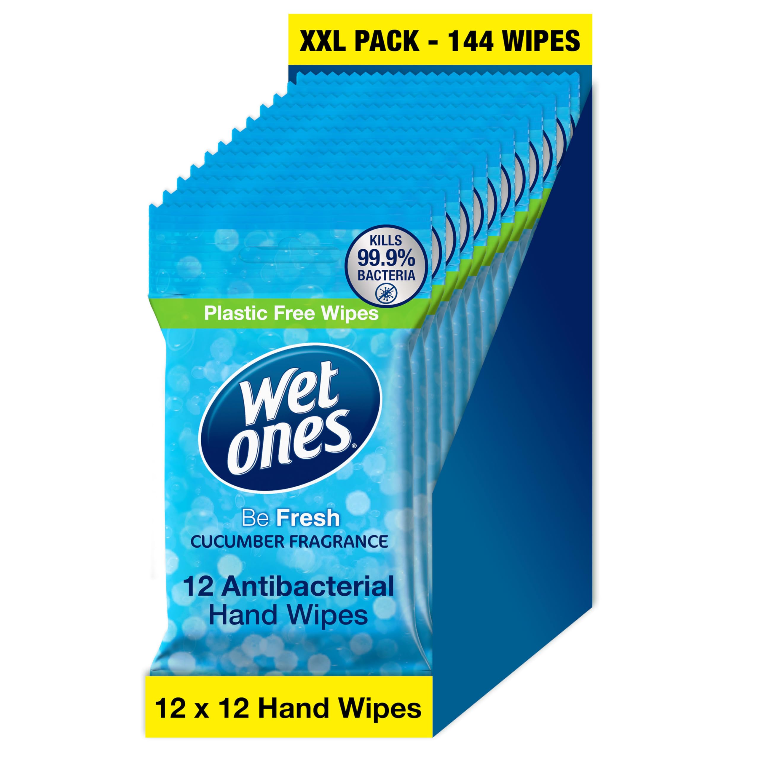 Be Fresh – Plastic Free Antibacterial Pocket Size Hand Wipes - 144 wipes – 12 packs x 12 wipes