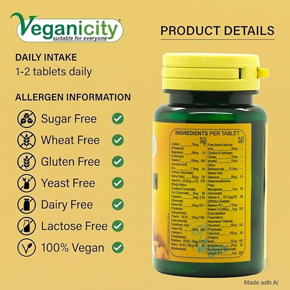 Multi Vitamin & Mineral : General Health and Well-Being Supplement : 60 Tablets, in a Planet-Friendly 99% Recycled Pot
