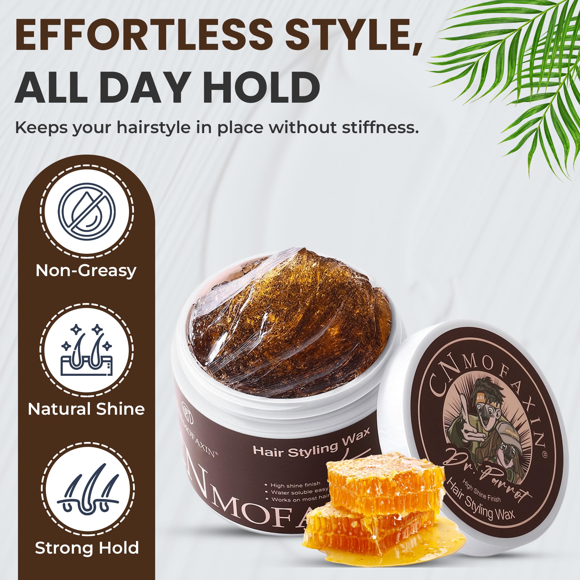 CNMOFAXIN Strong Hold Hair Wax 100ml, Easy to remove, High Shine Hair Styling Wax for Men & Women - Image 2