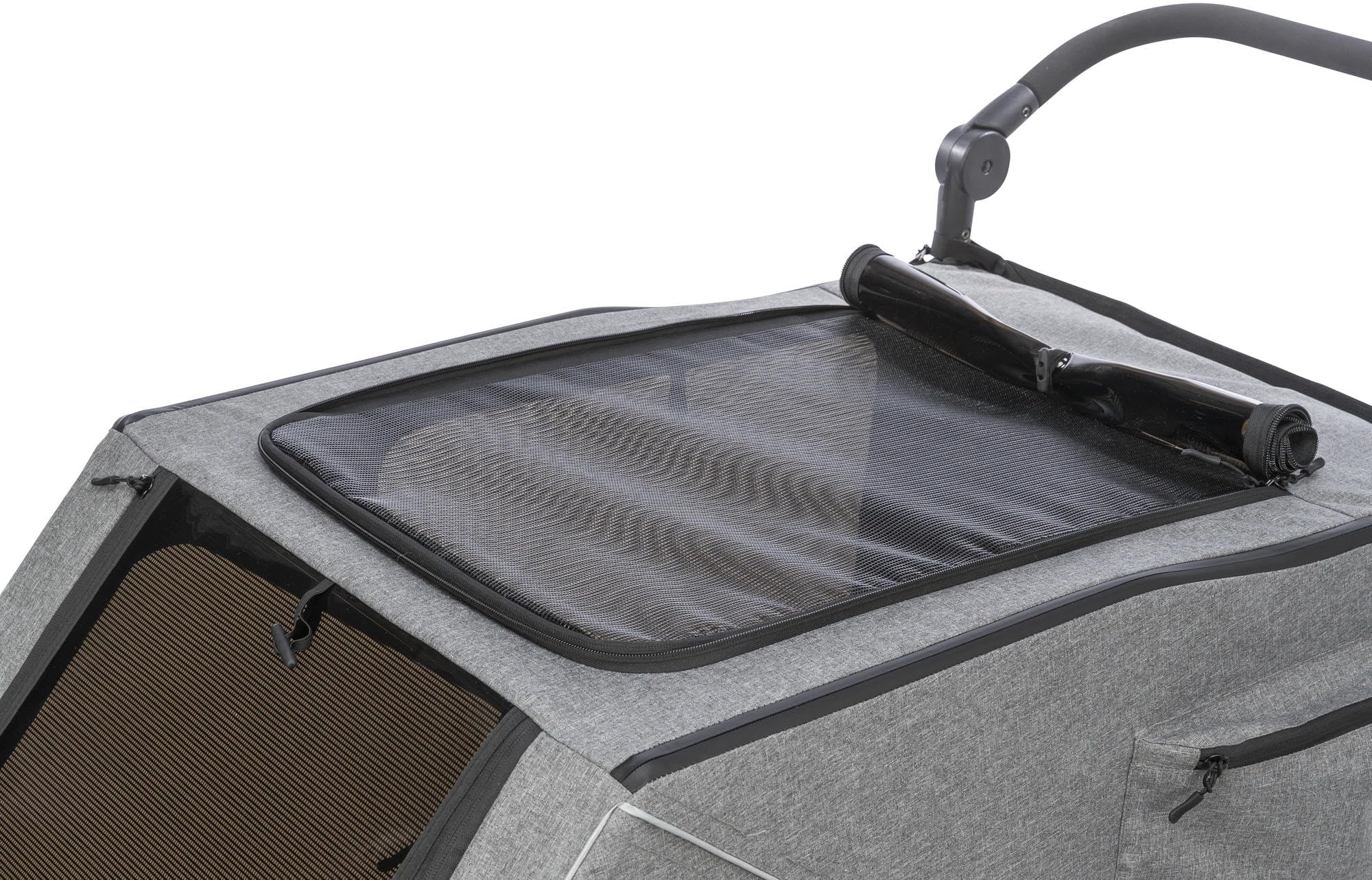 Trixie Dog Trailer for Bicycles 16.1 × 21.3 × 24.4 inches up to 55.1 lbs – Suspended Dog Bike Trailer with high Front Section – with extra-Large Rear Door