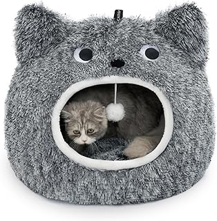 CATISM Katzenhöhle Katzenbett Waschbar Katzenschlafplatz für Katzen Cute Moster Plüsch Haustier Katzenkopfkissen Katzenhaus Katzenkissen Flauschiges Kätzchen Welpen Kuschelbett Haustierbett product image