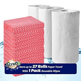 SCRUBIT Reusable Cleaning Wipes, Handy Wipes for Kitchen and Office - Dish Cloths for Washing Dishes - Multi Purpose Disposable Cleaning Towels (12 x 20 in) 72 Pack (Red)