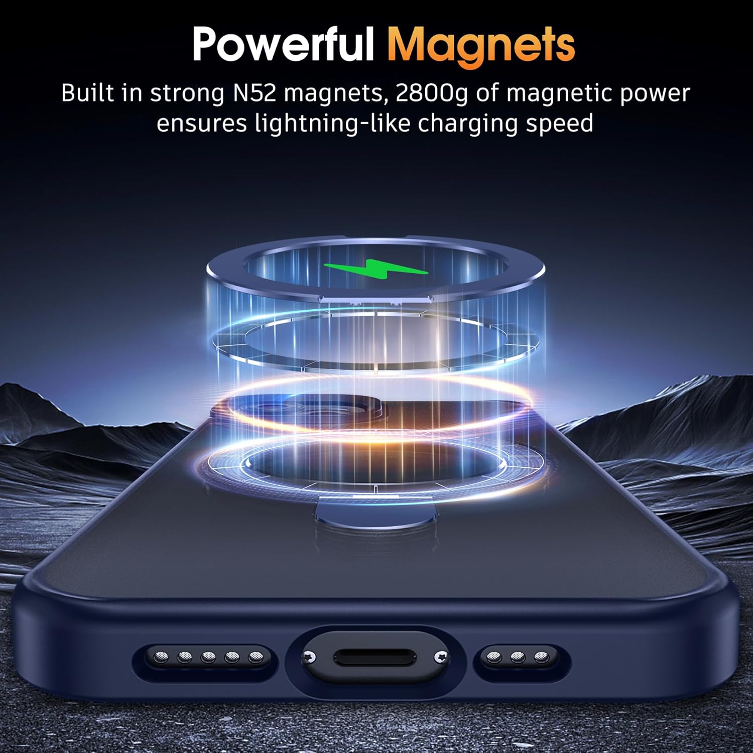 Supdeal Magnetic Stand Case for iPhone 13/14 with Invisible Ring Kickstand [Compatible with MagSafe] [Military Drop Protection] Shockproof Protective Translucent Matte Phone Cover, 6.1'', Blue