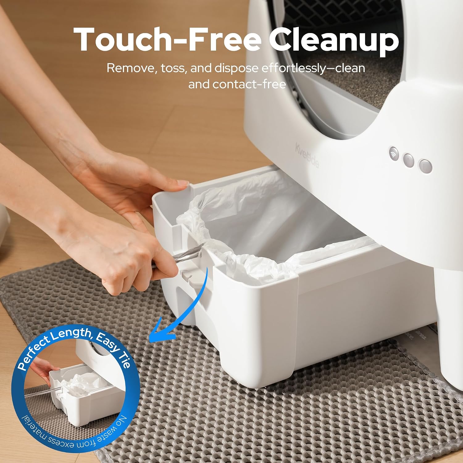 Self Cleaning Litter Box Bags – 6 Rolls (120 Count) Drawstring Liners for Automatic Litter Box, Heavy Duty Leak-Proof, 24.8"x12.6" Fits Most Automatic Waste Drawers