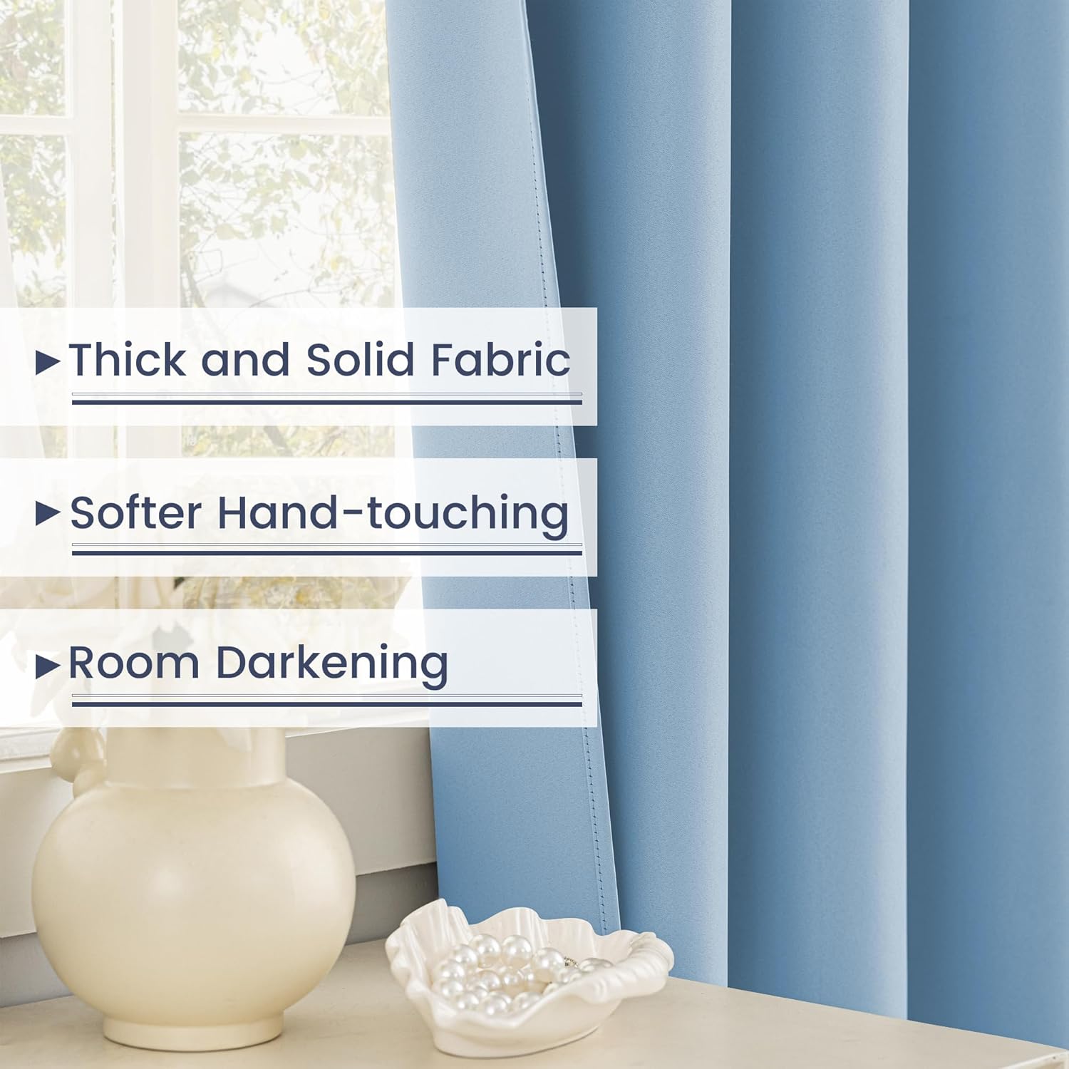 Extra Long Blackout Curtains, Window High Ceiling, 2 Story Curtains for Living Room(1 Panel, Light-Blue, 52"x132")