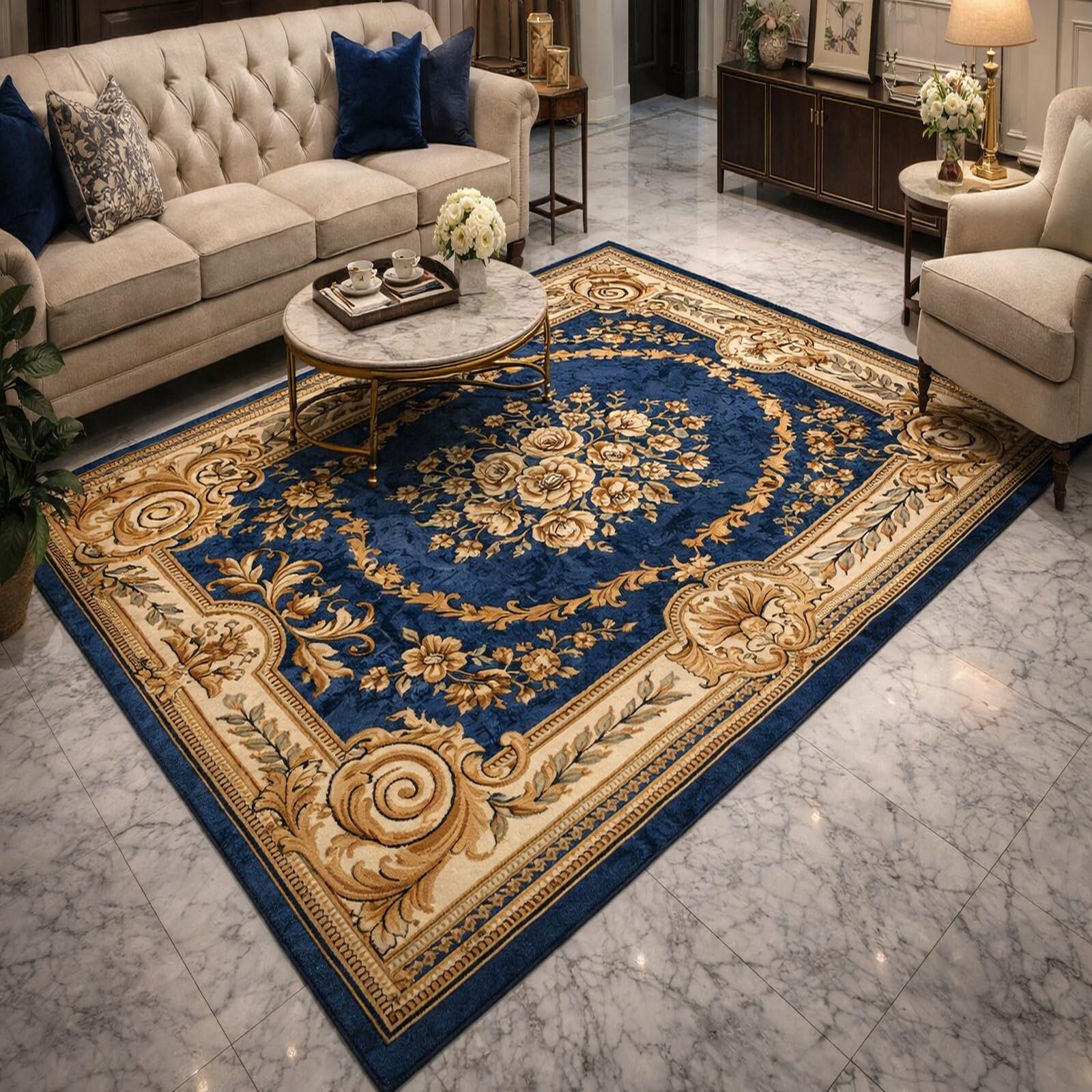 Tapis lavable et antidérapant carré 150x150 cm au style vintage