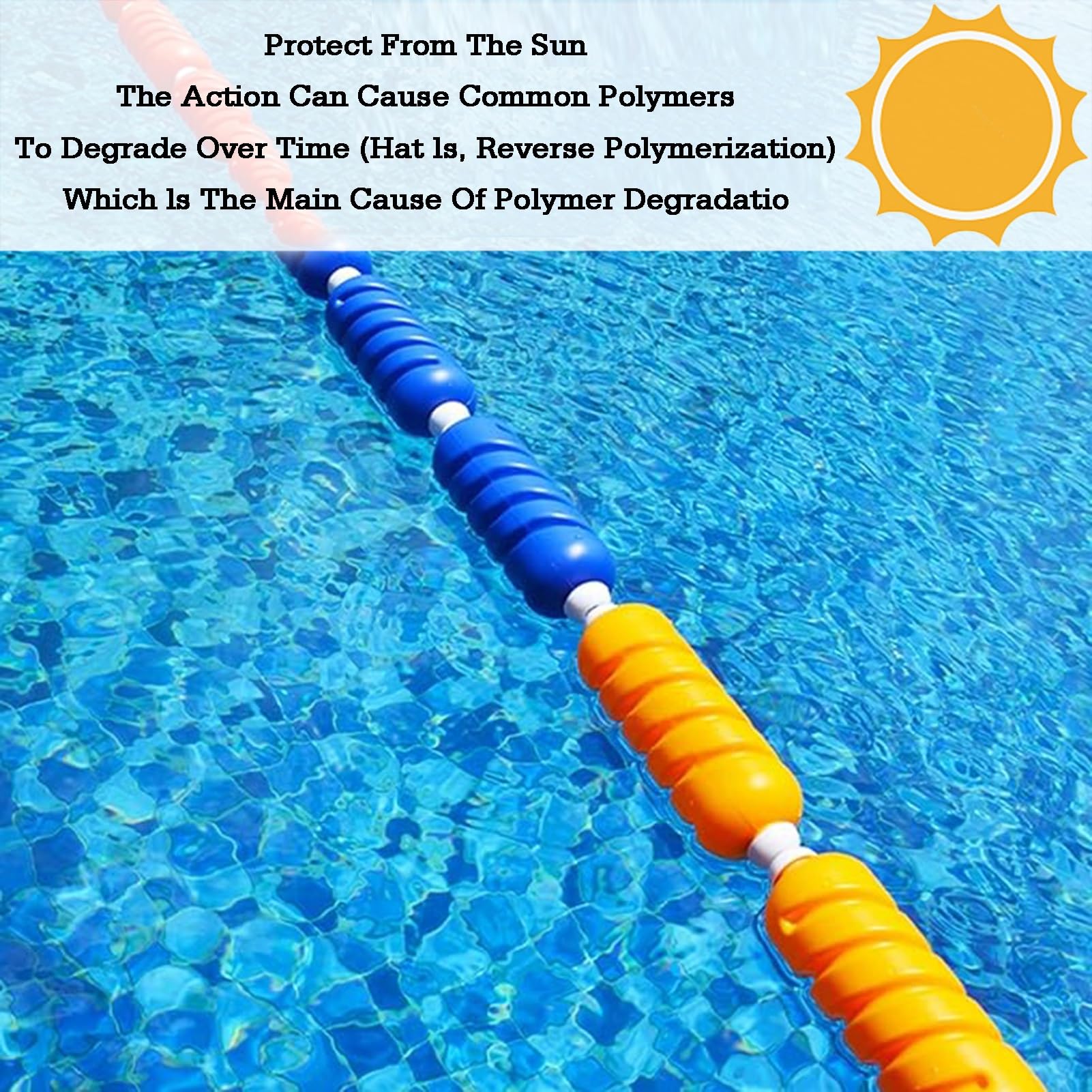 Cuerda divisora flotante para piscina con fuerte flotabilidad, fácil instalación para zonas de natación y parques acuáticos