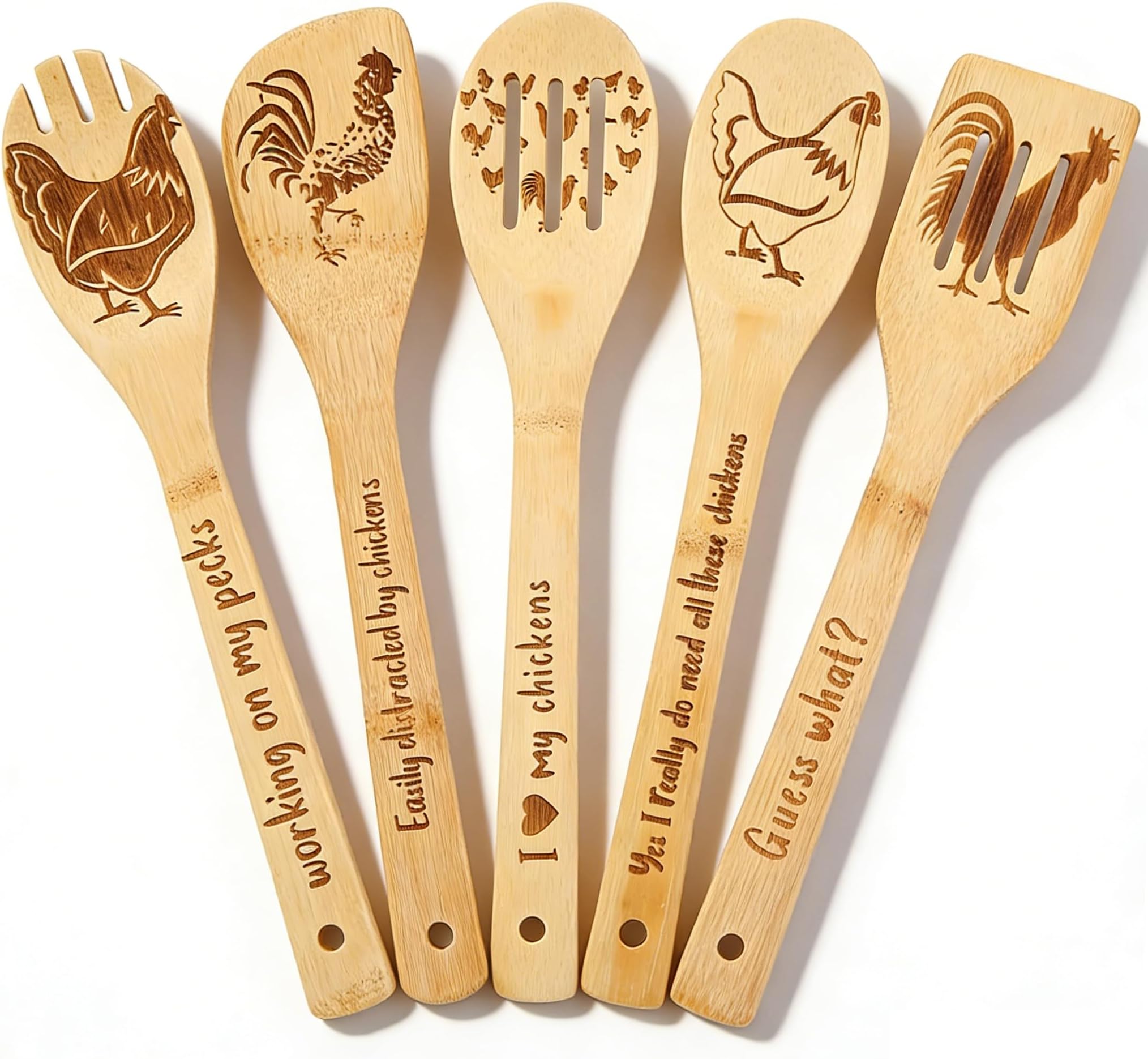 Chicken Wooden Spoons for Cooking Mothers Day Chicken Decor Chicken Kitchen Accessories Rooster Kitchen Decor Farmhouse Chicken Stuff Mothers Day Chicken Gifts for Women
