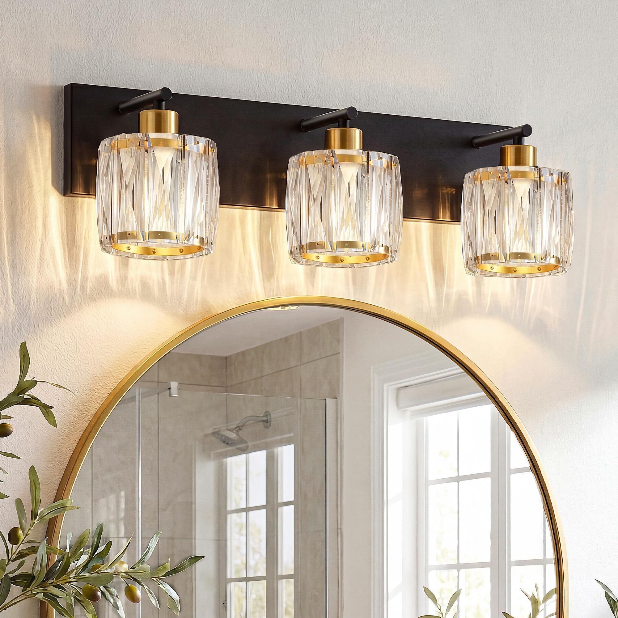 Photo 1 of VOLISUN Crystal Vanity Light - 3 Light, Black Gold