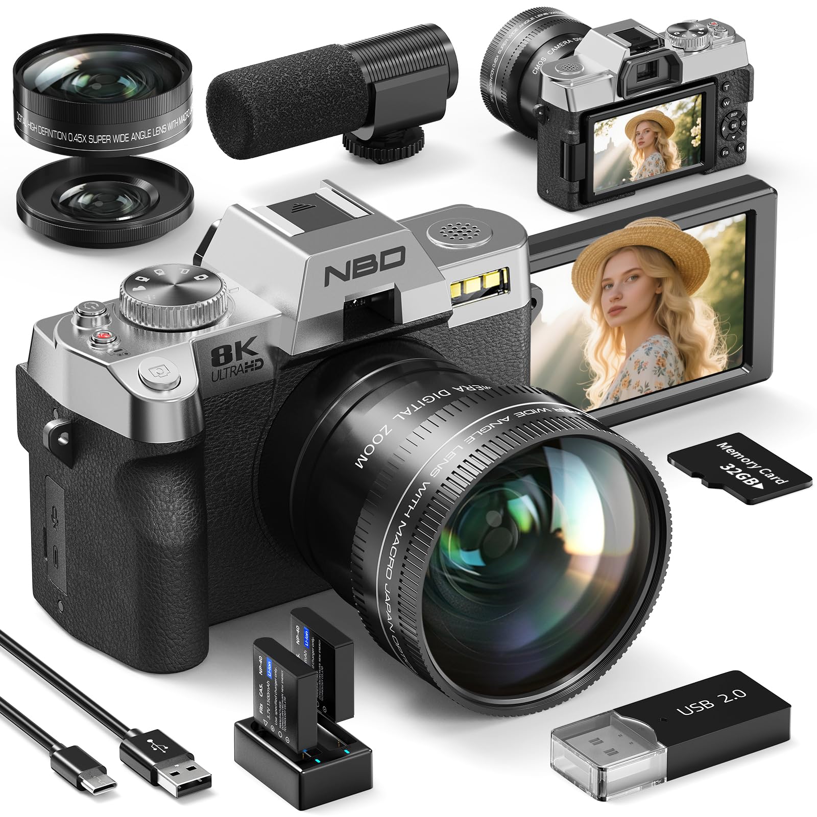 Amazon | NBD 8K 6400万画素 デジタルカメラ【Wi-Fiとアプリ制御】16倍 
