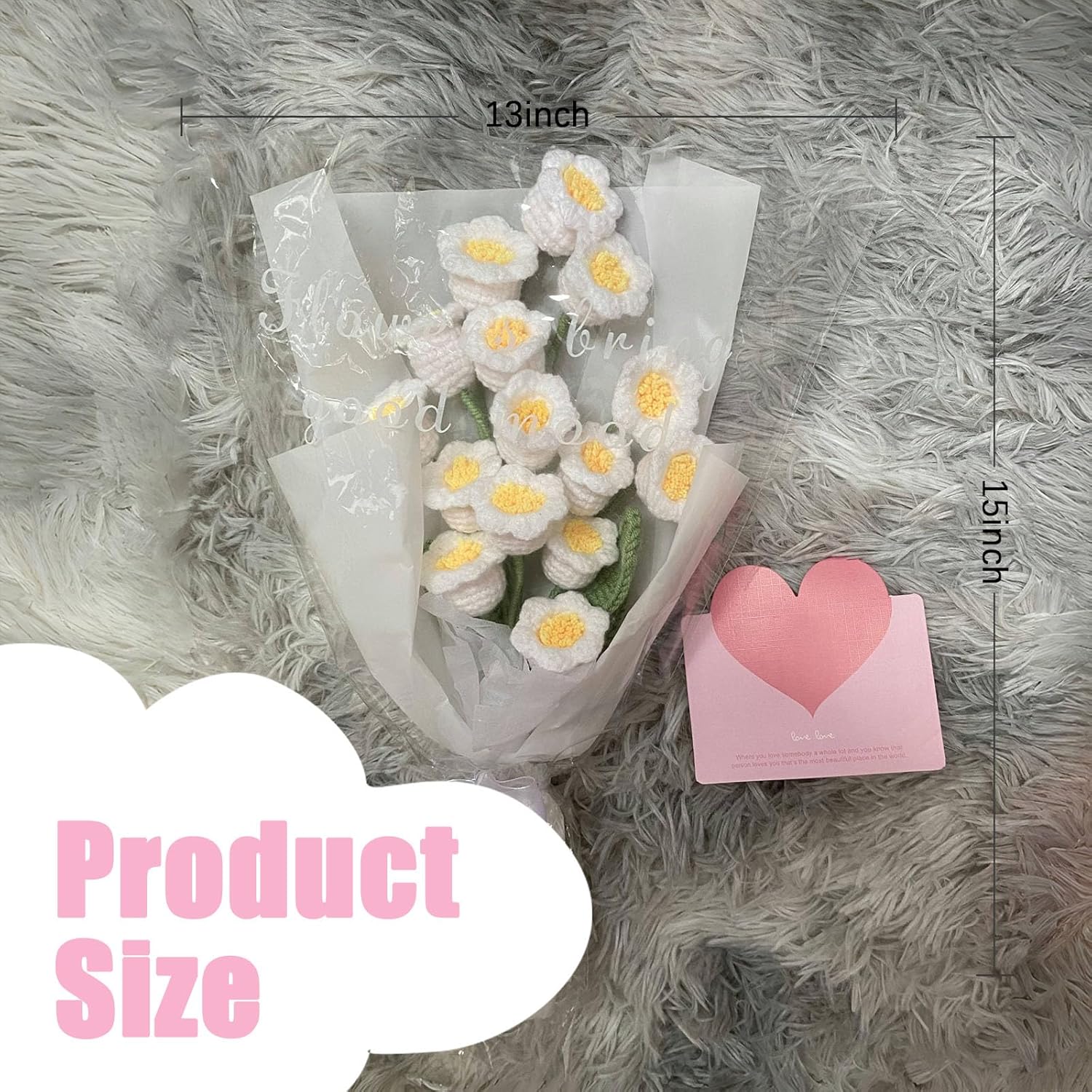 Crochet Flowers Bouquet,Hand Knitted Lily of The Valley,Eternal Warm Artificial Flowers Bouquet,Faux Plants Home Decor Gift for Mother Father Teacher