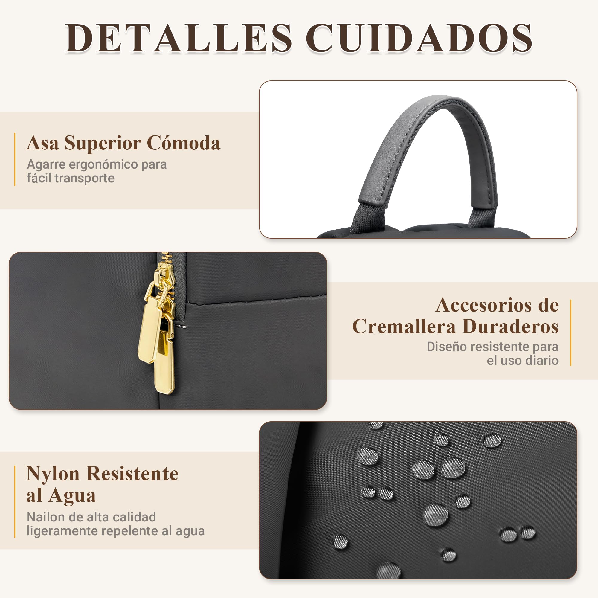DIRRONA Mochila Antirrobo Mujer Mochila Portatil 14 Pulgadas Viaje Grande, Bolso Mochila Mujer Elegante Casual Impermeable Universitaria Trabajo Ligera Mochila De Negocios Gris Elegante