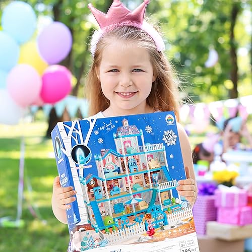 Miniatura 5 de Casa de muñecas para niñas, casa de muñecas de 11 habitaciones con figura de muñecas, cachorros, muebles, accesorios, luz LED, casa de juegos para