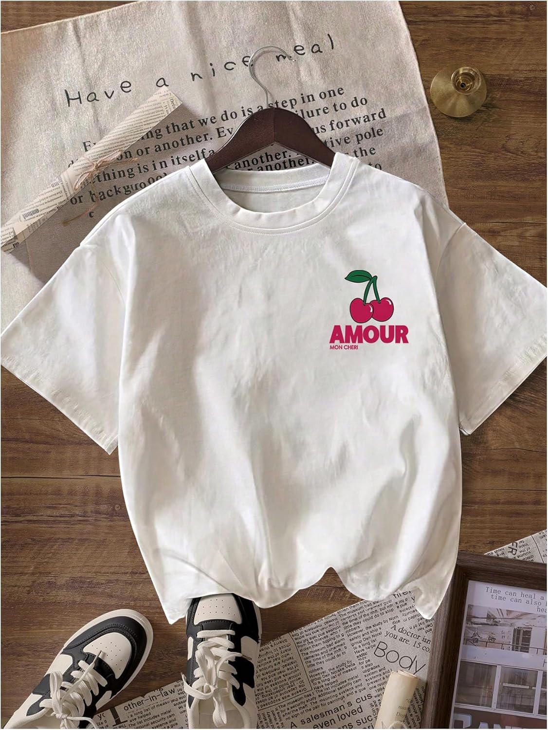 SHENHE Women's Cherry T Shirt Crewneck Graphic Tee Short Sleeve Summer Cute Top - Image 2