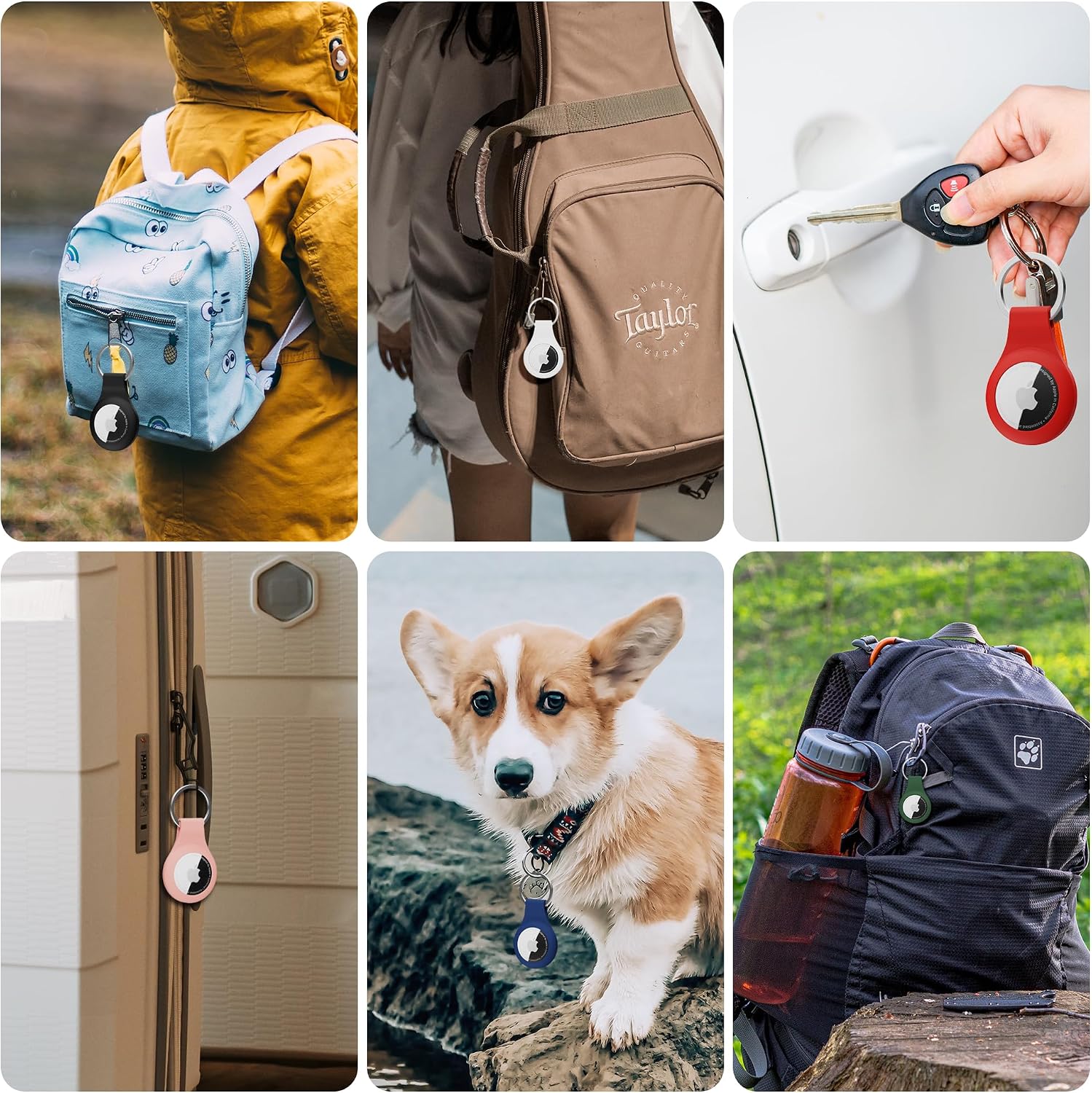 for Airtag Holder Keychain 6 Pack,Waterproof Apple airtag case with Key Ring,Silicone Air Tags Keychain for Luggage,Keys,Backpack,Car,Bags,Kids