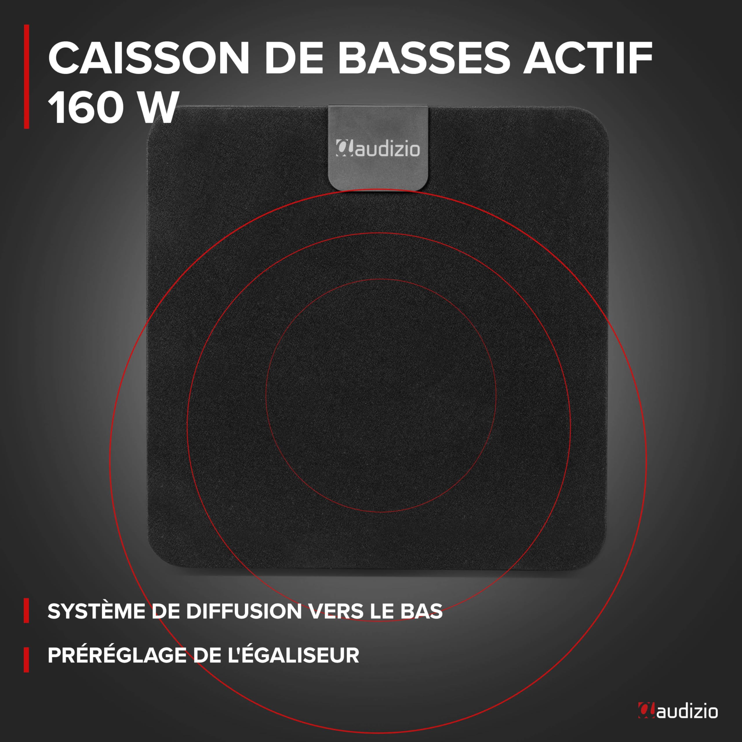 Audizio SW80D Caisson de Basses Actif Hi-Fi 160W Subwoofer 8" avec Réglage Crossover et Volume Indépendant
