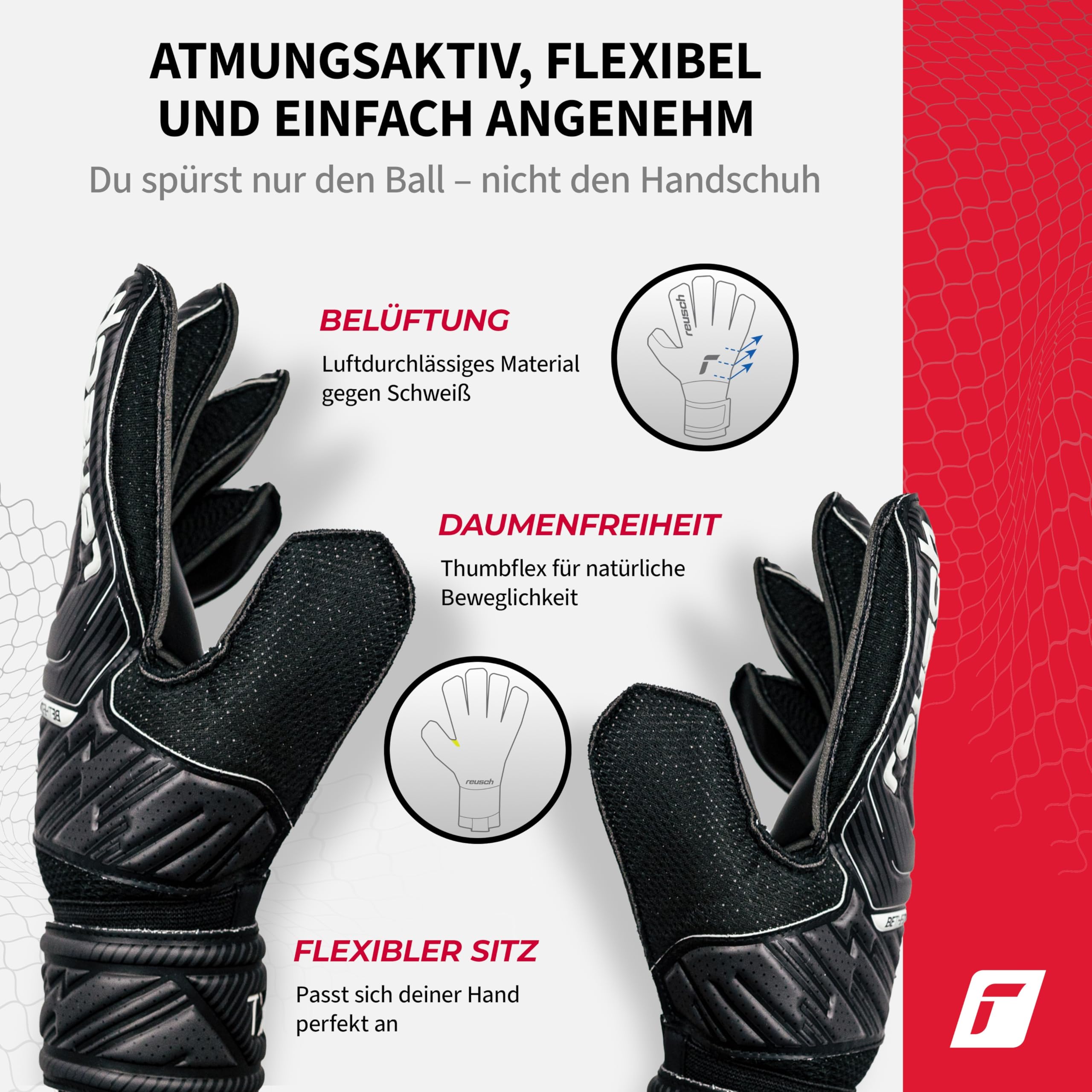 Reusch Torwarthandschuhe Herren Erwachsene | robuster Grip, stabile Passform & Starke Ballkontrolle | für Training & Spiel | Kunstrasen, Naturrasen & Hartplatz | Größe 7,5-11 | Attrakt Solid