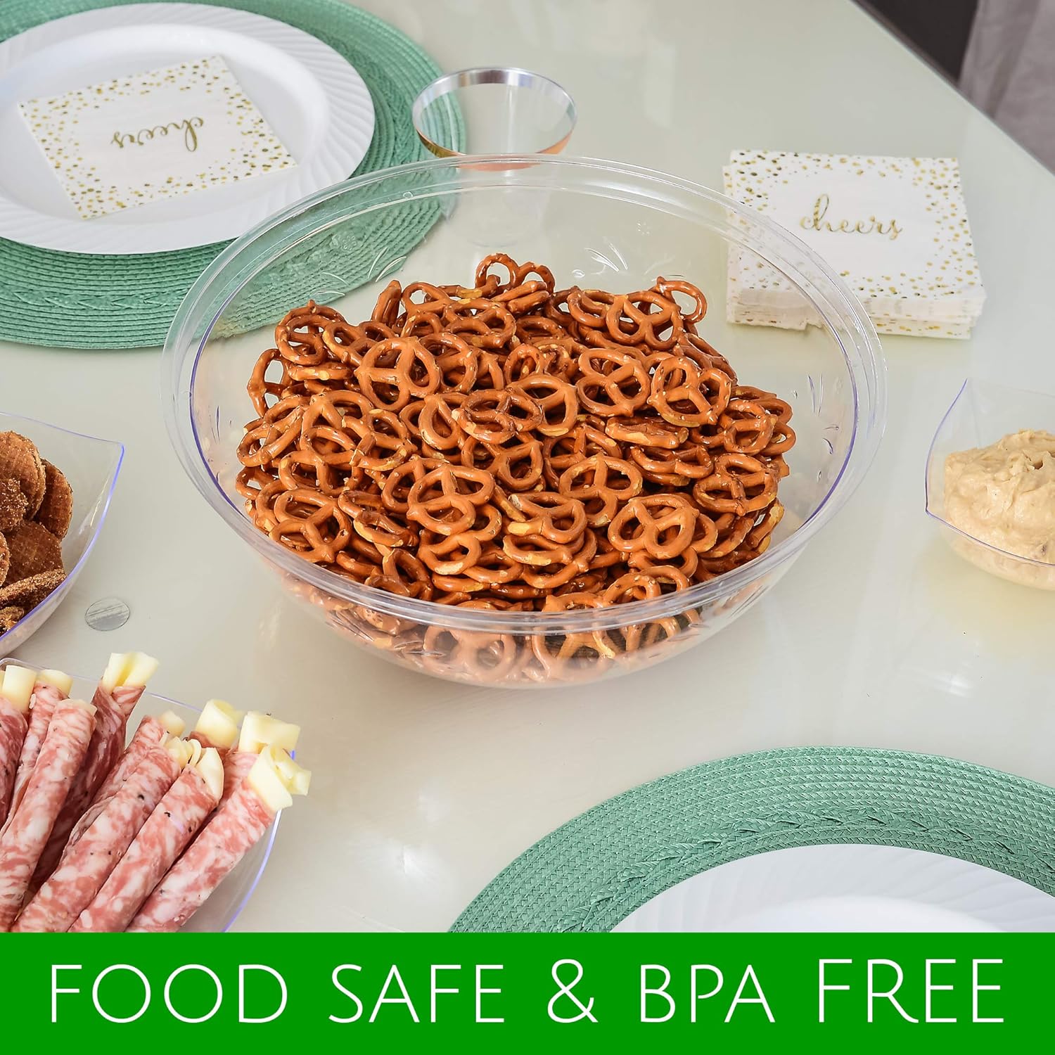 PLASTICPRO Disposable Round Serving Bowls, Party Snack or Salad Bowl, Plastic Crystal Clear Pack of 4 (X Large Bowls, 4) - Image 7