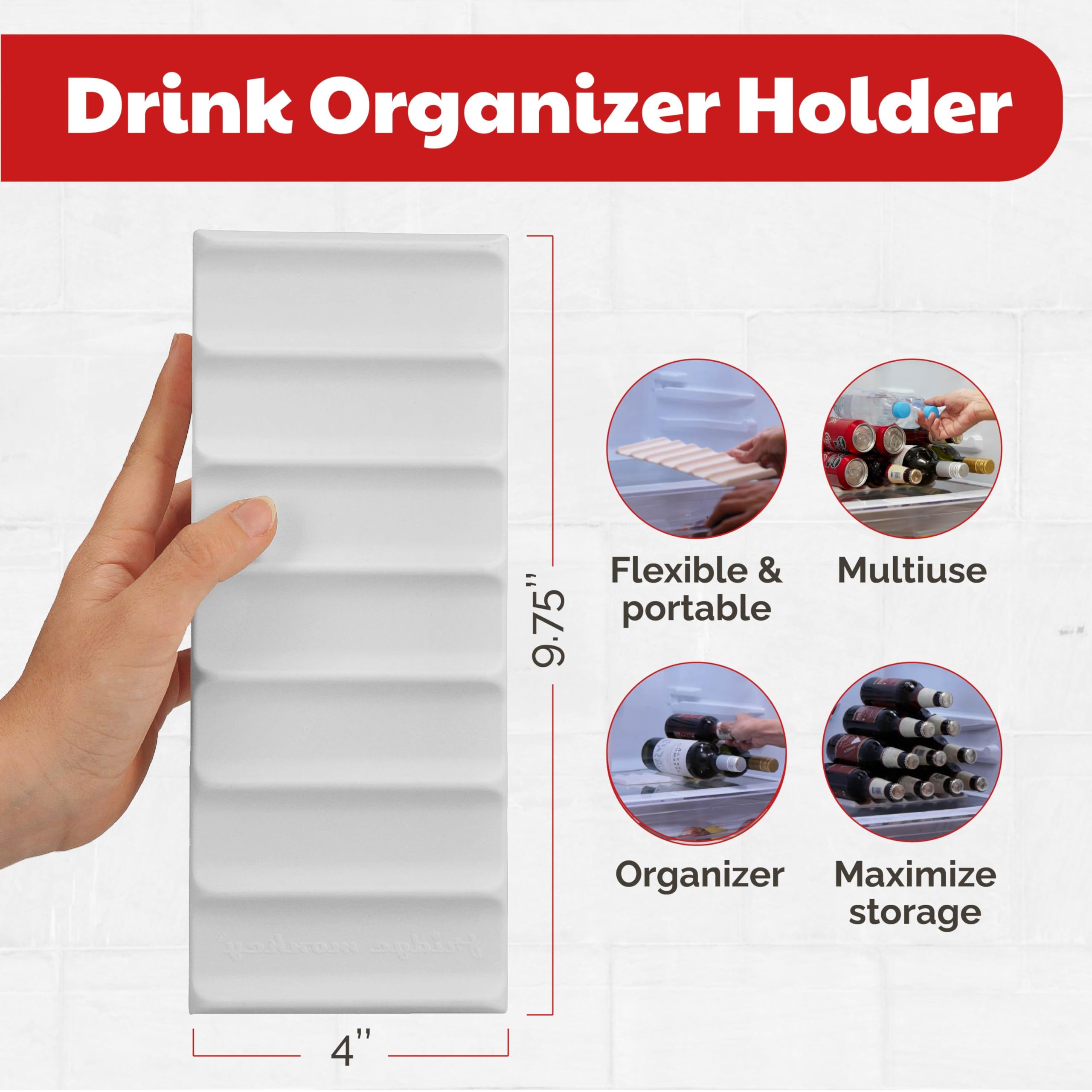 Tapete de mono para nevera, organizador de latas de vino y refrescos para refrigerador, soporte organizador de bebidas que hace que las latas y botellas sean apilables para un fácil almacenamiento, 2