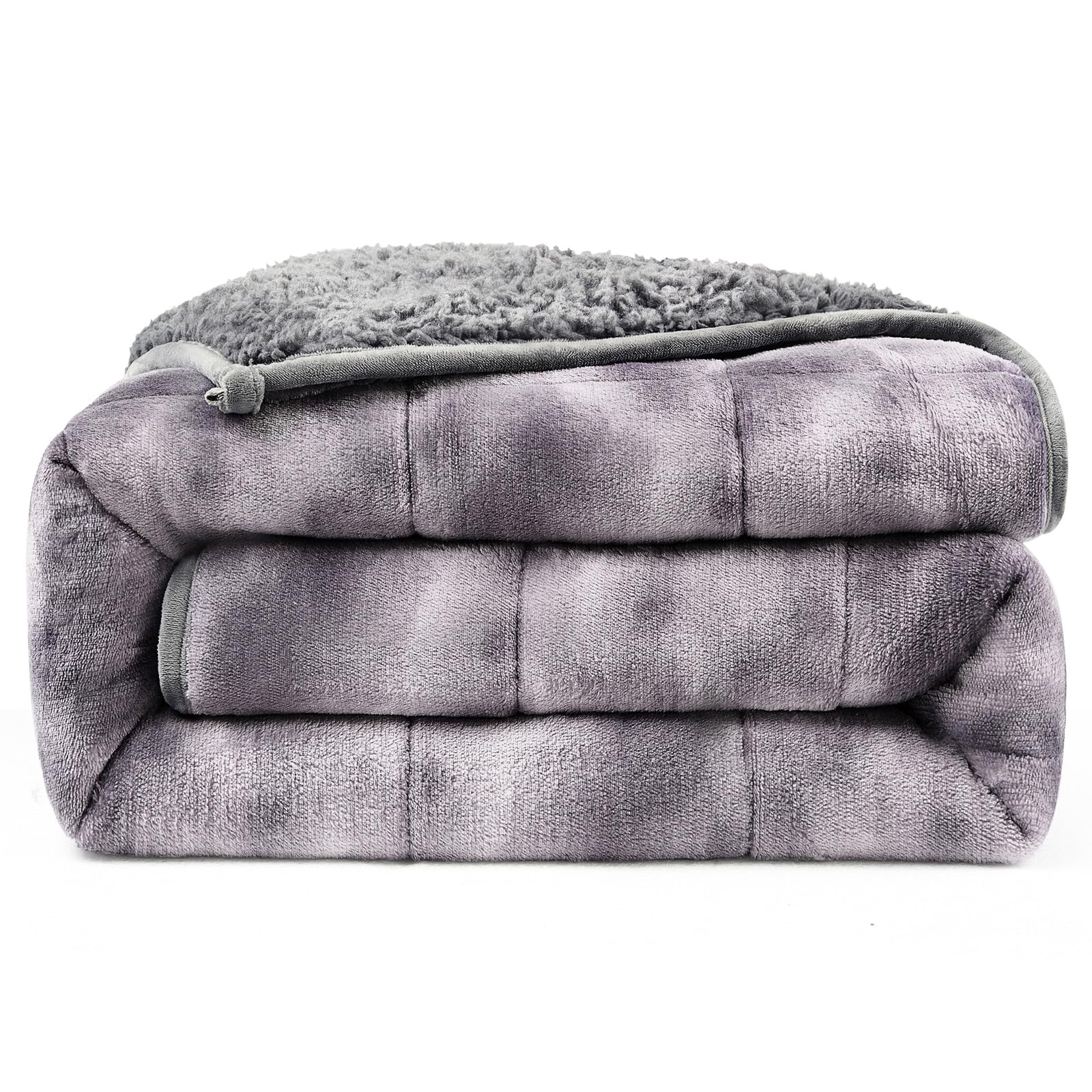 Photo 1 of UINIU Ultra-Soft Weighted Blanket 15 lbs for Adults, Plush Sherpa Fleece Reversible Weighted Throw Comfort for Relaxation & Cozy Evenings, Hug-Like Security, Evenly Distributed, W60 x L80, Tie-Grey