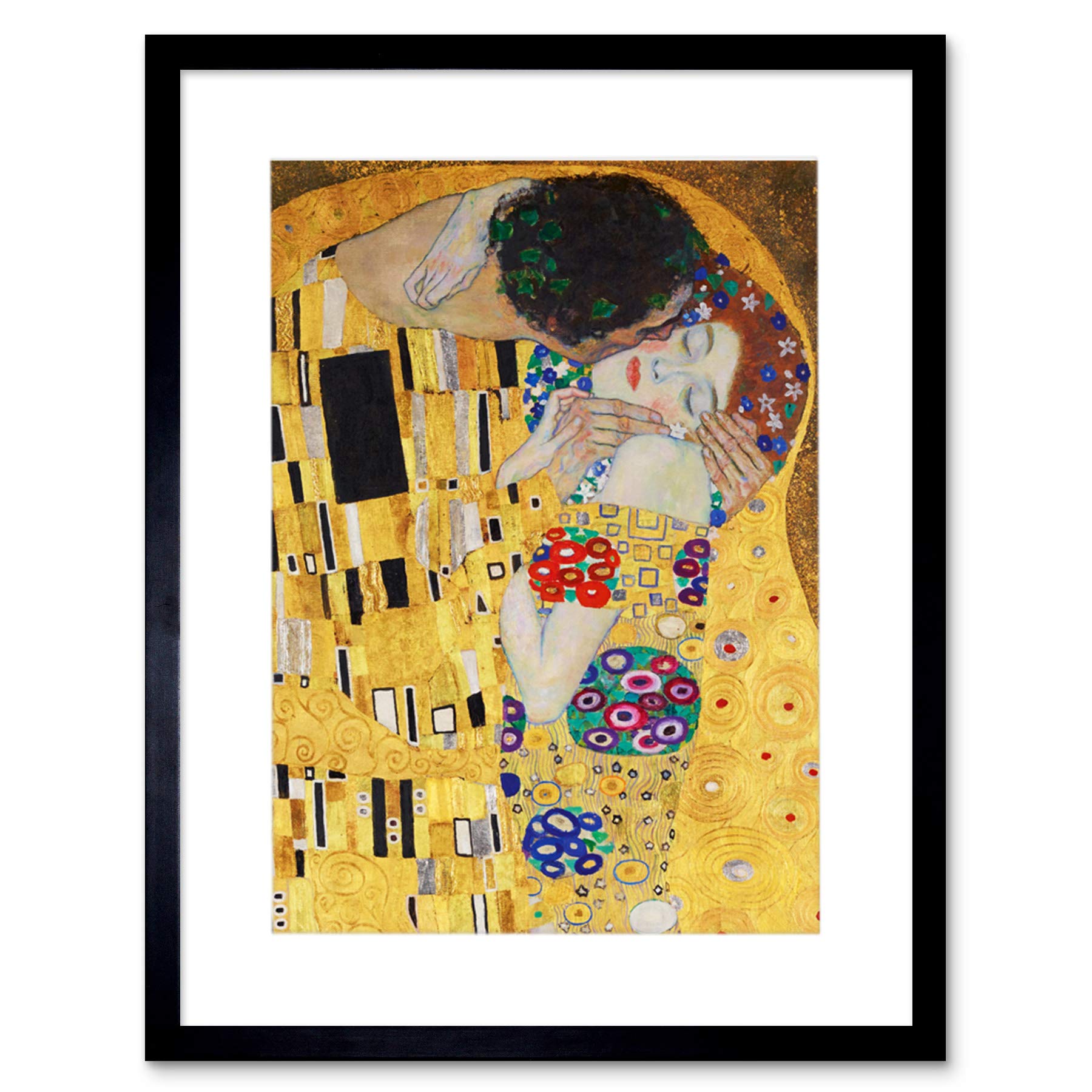 Wee Blue Coo Klimt The Kiss Artwork Framed Wall Art Print 12X16 Inch