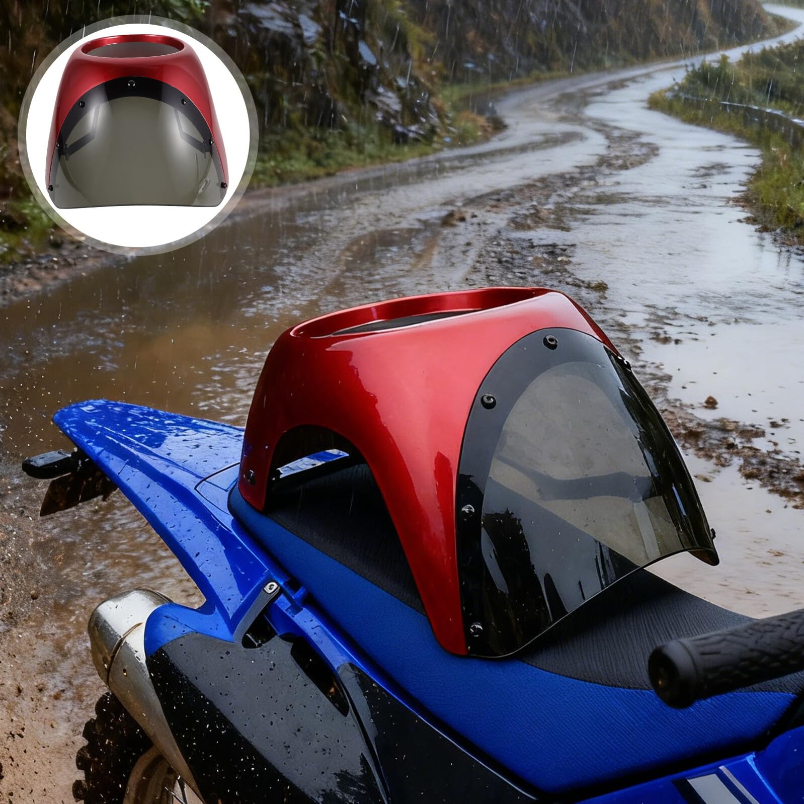 Cabilock Cupolino Parabrezza Moto 7 Pollici Antivento in Plastica Trasparente Deflettore Aerodinamico e Staffa Regolabile Copertura Faro Moto per Cruiser e Touring