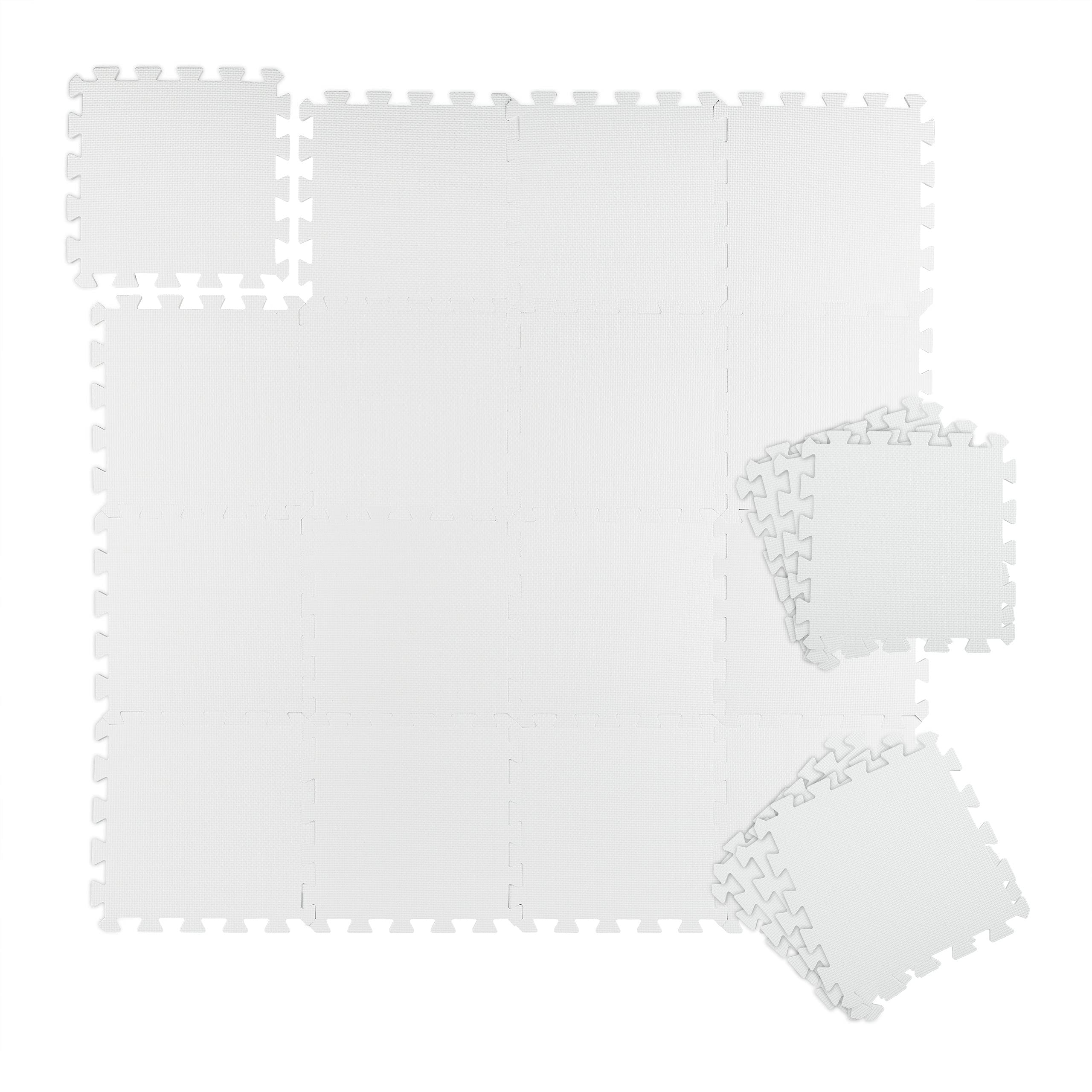 Relaxdays Tapis de sport & de sol 30x30 cm, lot de 24, antibruit & antichoc, 1 m², fitness & équipements sportifs, blanc