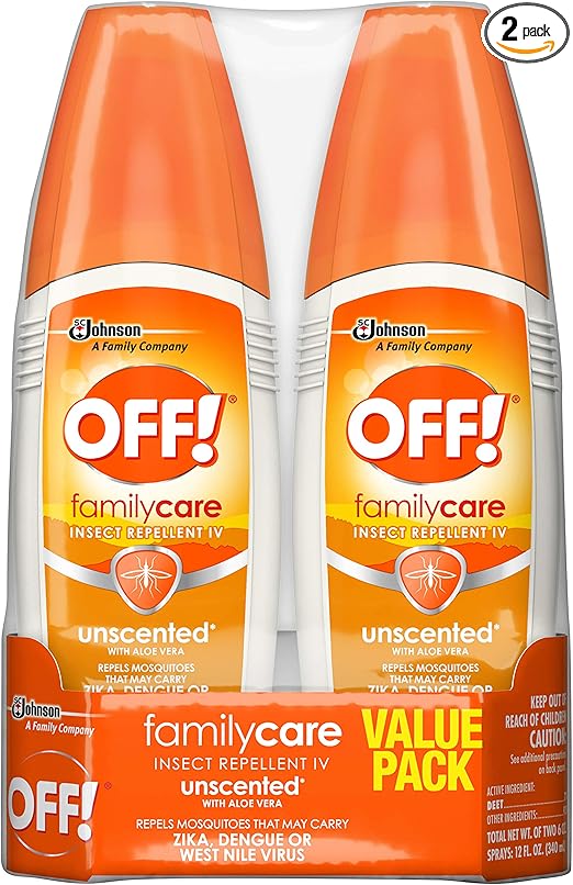 OFF! FamilyCare Insect & Mosquito Repellent Spritz, Unscented Bug spray with Aloe-Vera, 7% Deet, 6 oz (Pack of 2)