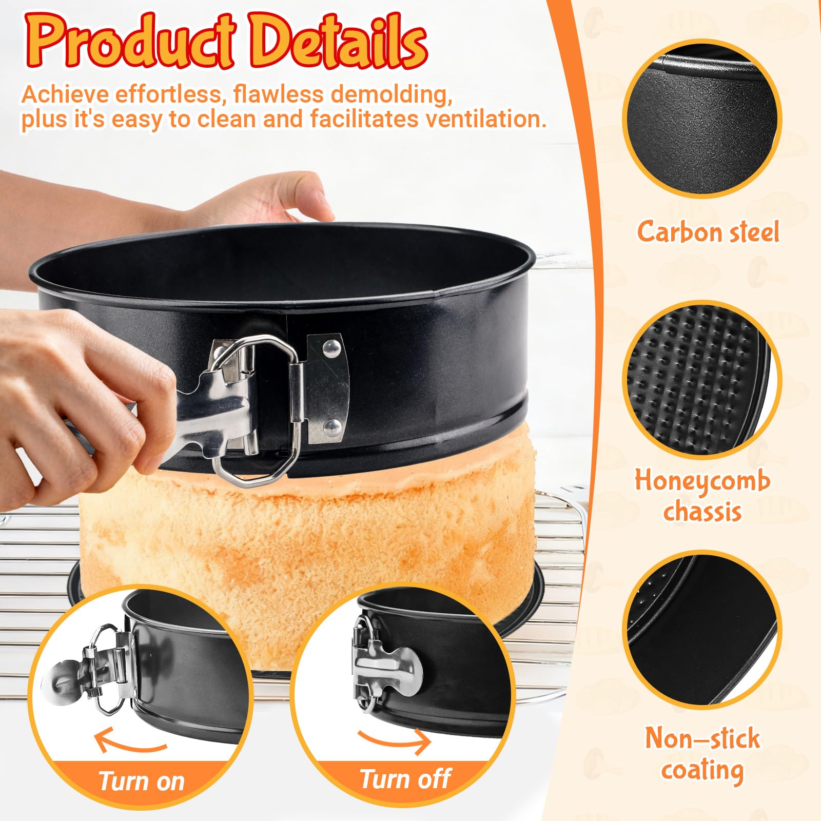 LELE LIFE Paquete de 2 moldes desmontables de 18,5 cm, antiadherentes con parte inferior extraíble, molde redondo para tartas de queso a prueba de fugas para hornear (7 pulgadas)