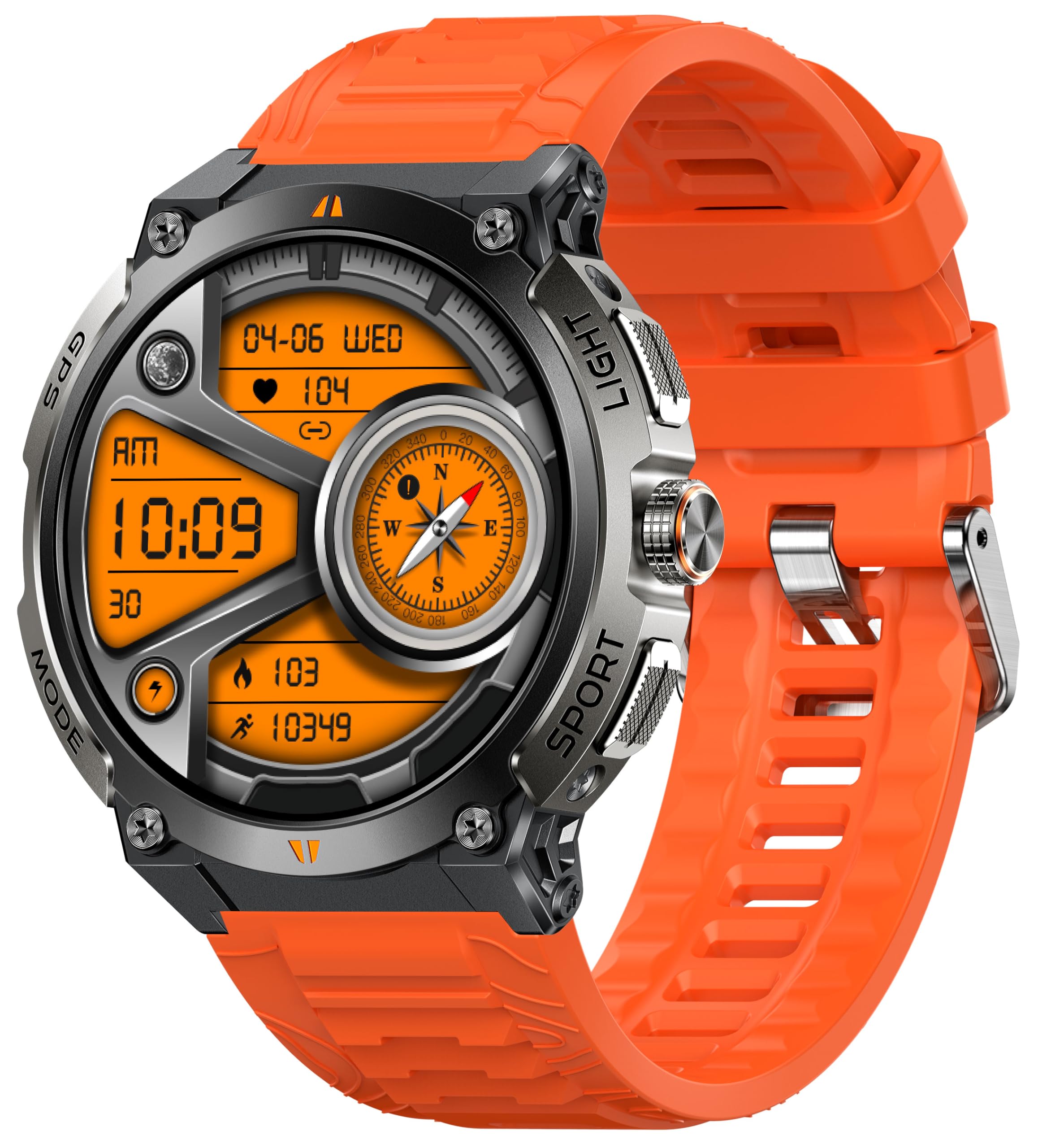 Orologio GPS per attività all'aperto, militare, fitness tracker da uomo con bussola, altimetro, barometro IP68, impermeabile, 100 + modalità sportive, orologio fitness con frequenza cardiaca