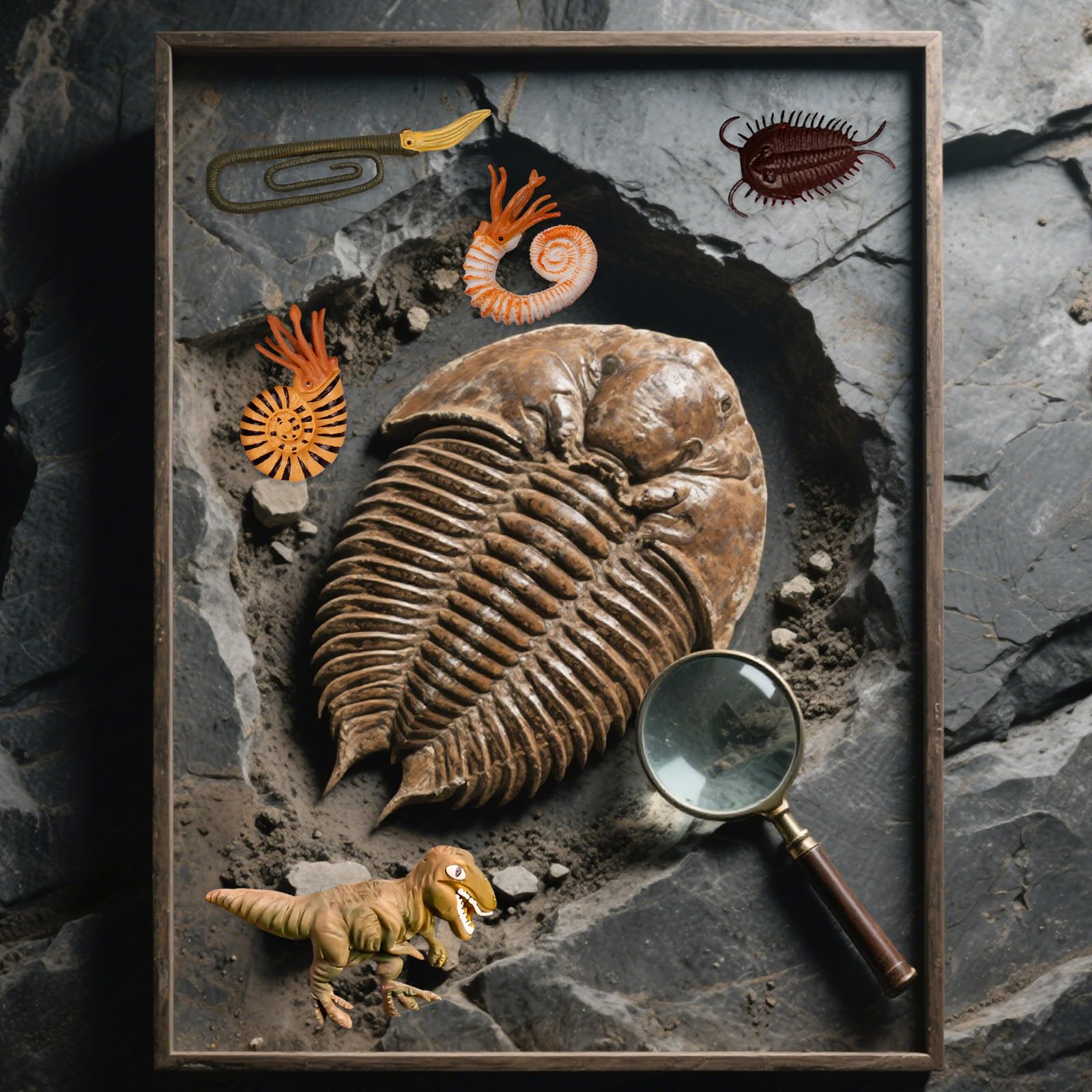 Fossil Silicone Resin Molds Set, 4 Pieces, Dinosaur T-Rex, Trilobite, Ammonite Designs for Chocolate Cake Decoration Cupcake Topper - Image 5