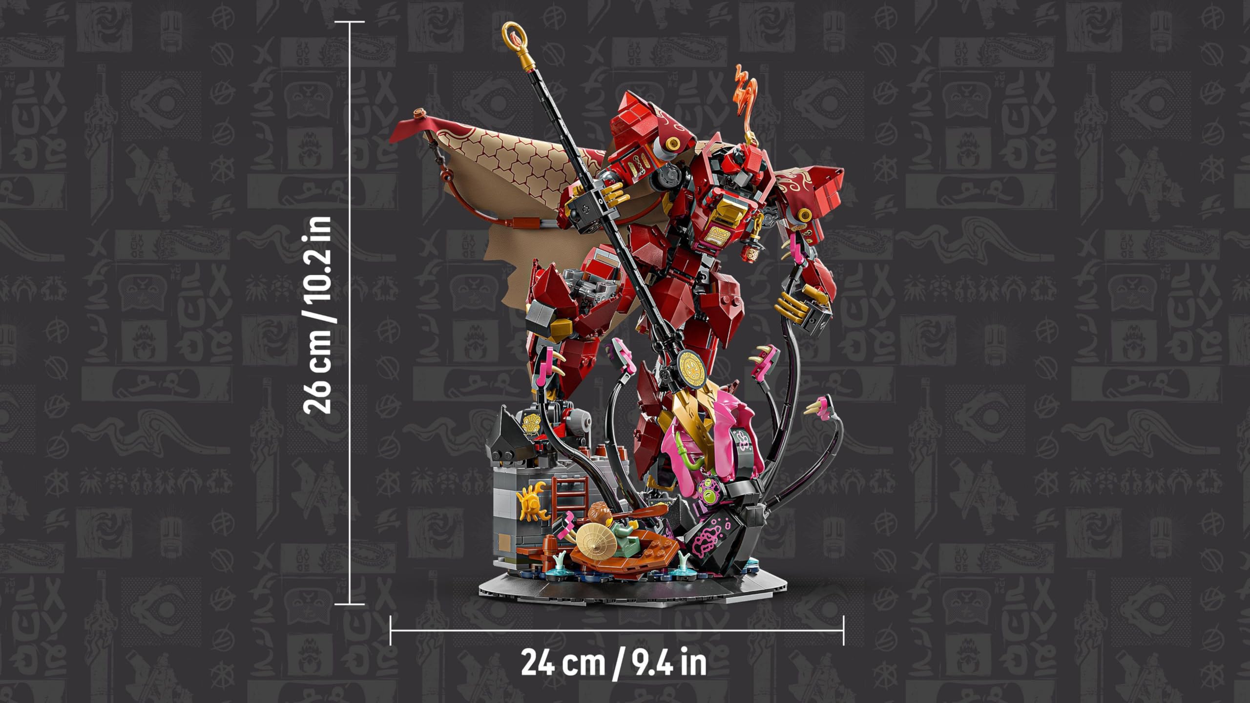 LEGO Ninjago Mech Cavaliere del Fuoco Giocattolo - Set da Monstrosity con Action Figure Robot Snodabile, 2 Minifigure e Mostro Marino su Espositore - Regalo di Compleanno per Bambini 14+ Anni - 71846