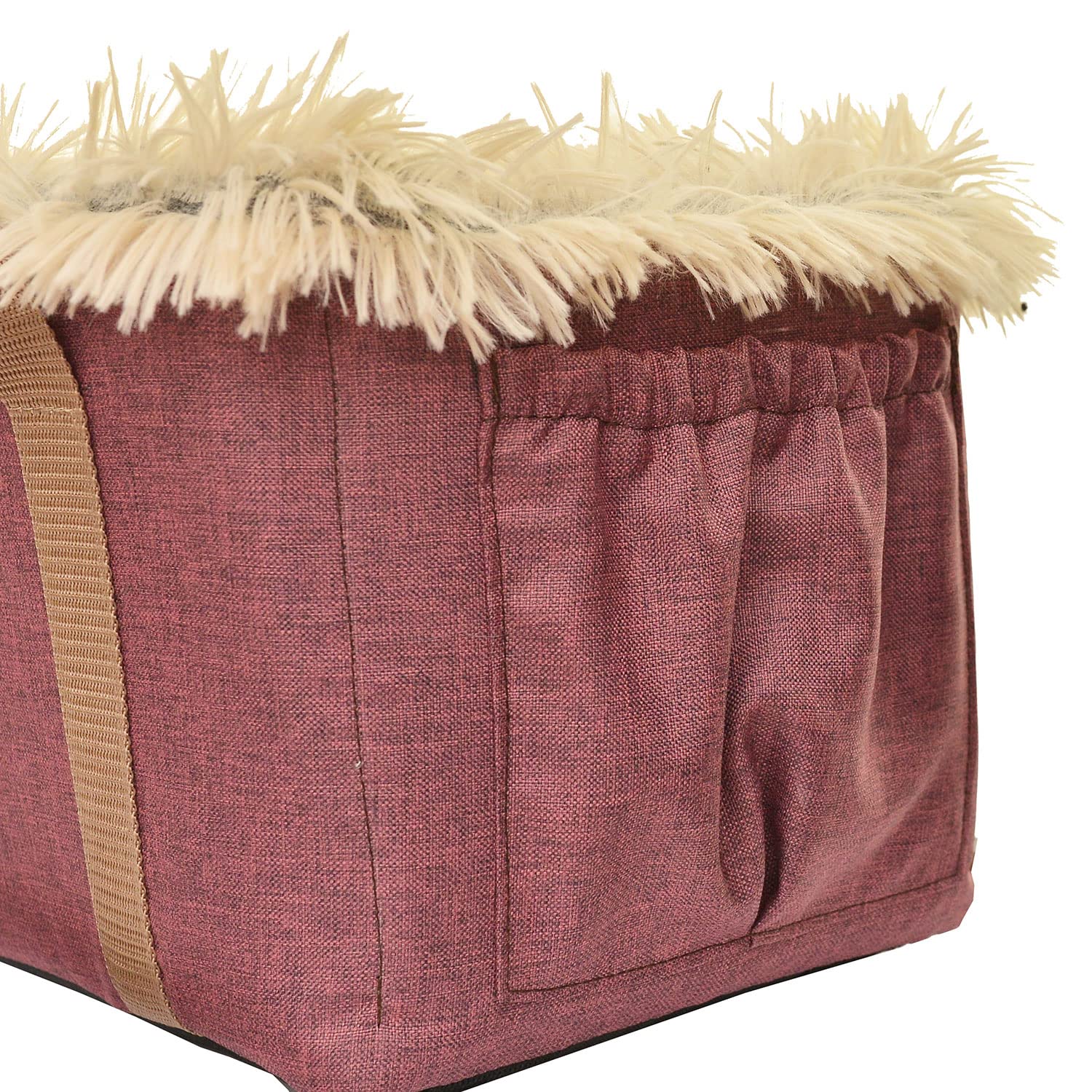 Hunde Armlehn Auto | Universal Autositz Waschbar Abriebfest, Autositz Hund für Mittelkonsol, Vordersitz, Beifahrersitz, Rückbank | Hundetasche, für Kleine Hunde | Farbe: Rotwein