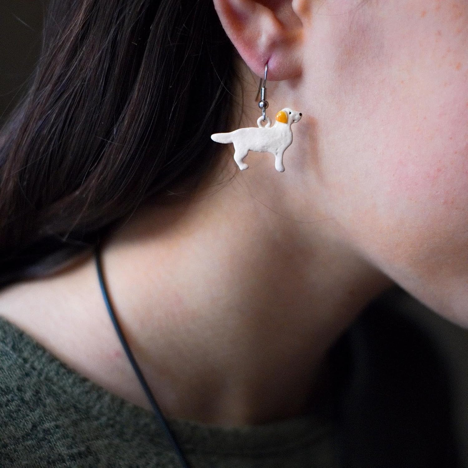 Enamel Yellow Lab Earrings - Labrador Retriever Earrings for Women - Handcrafted in the USA