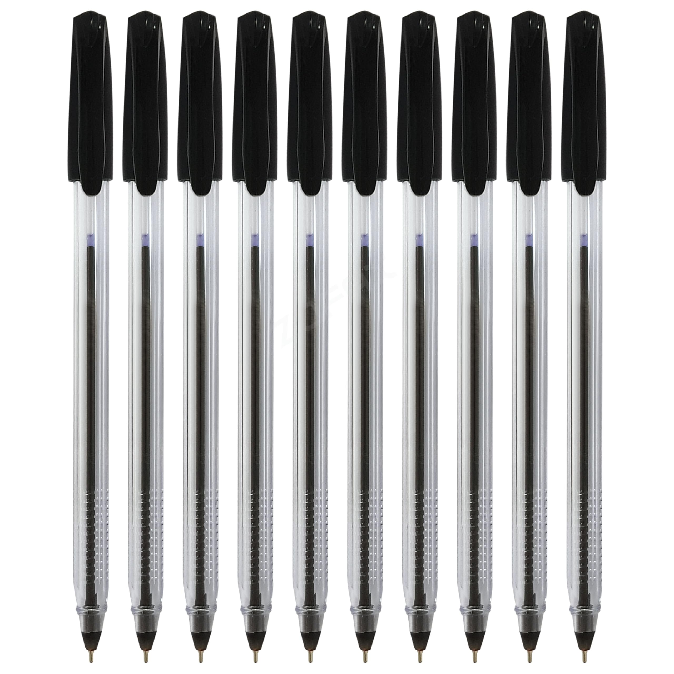 Retaily rMATE Ballpoint Pens, BLACK, Fine Point (0.7mm), Pack of 10, Trio Comfort Grip, Perfect for Hospital Home School Office Business Everyday Use