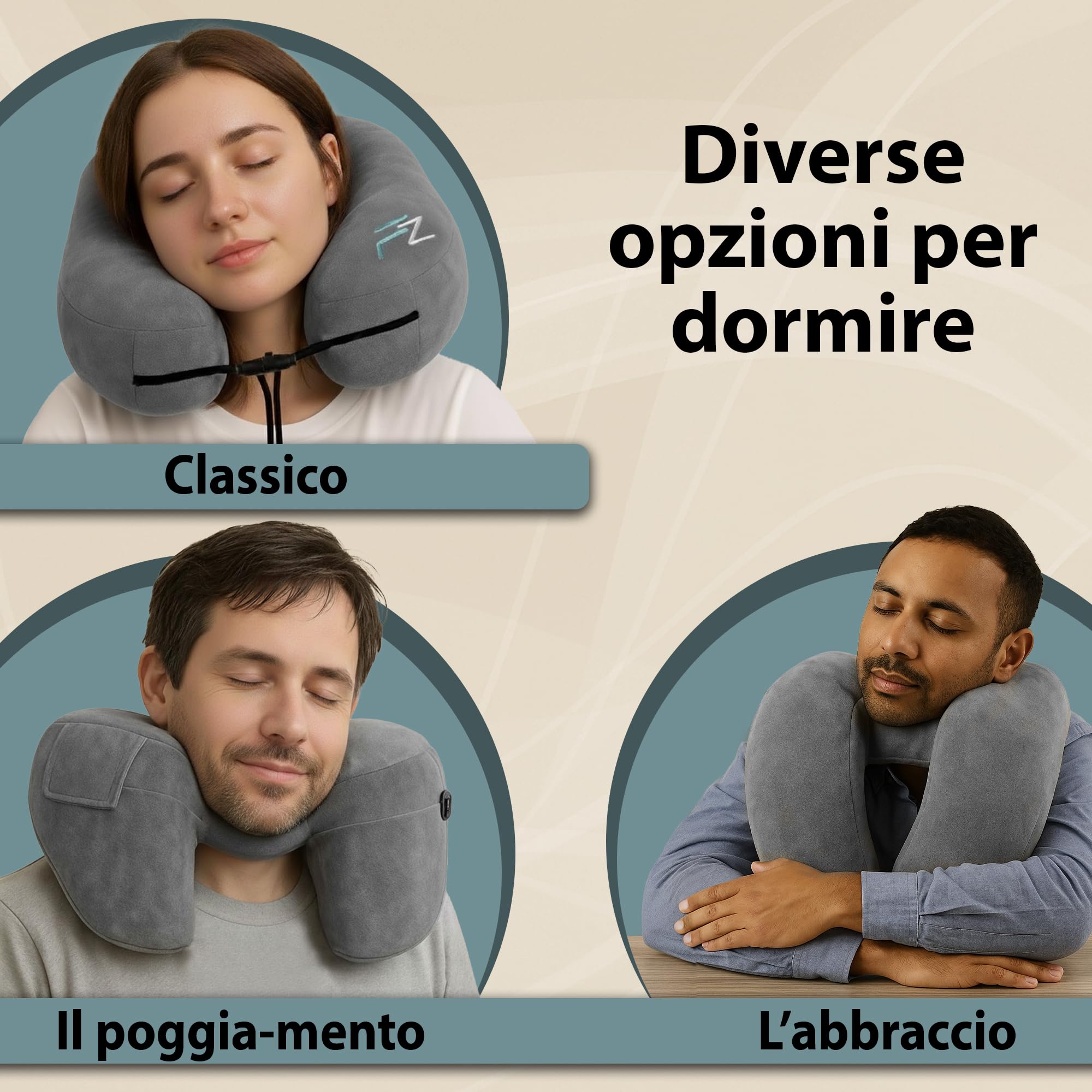 FLOWZOOM Cuscini da viaggio gonfiabili AIR Duo Premium (Taglia L e M)